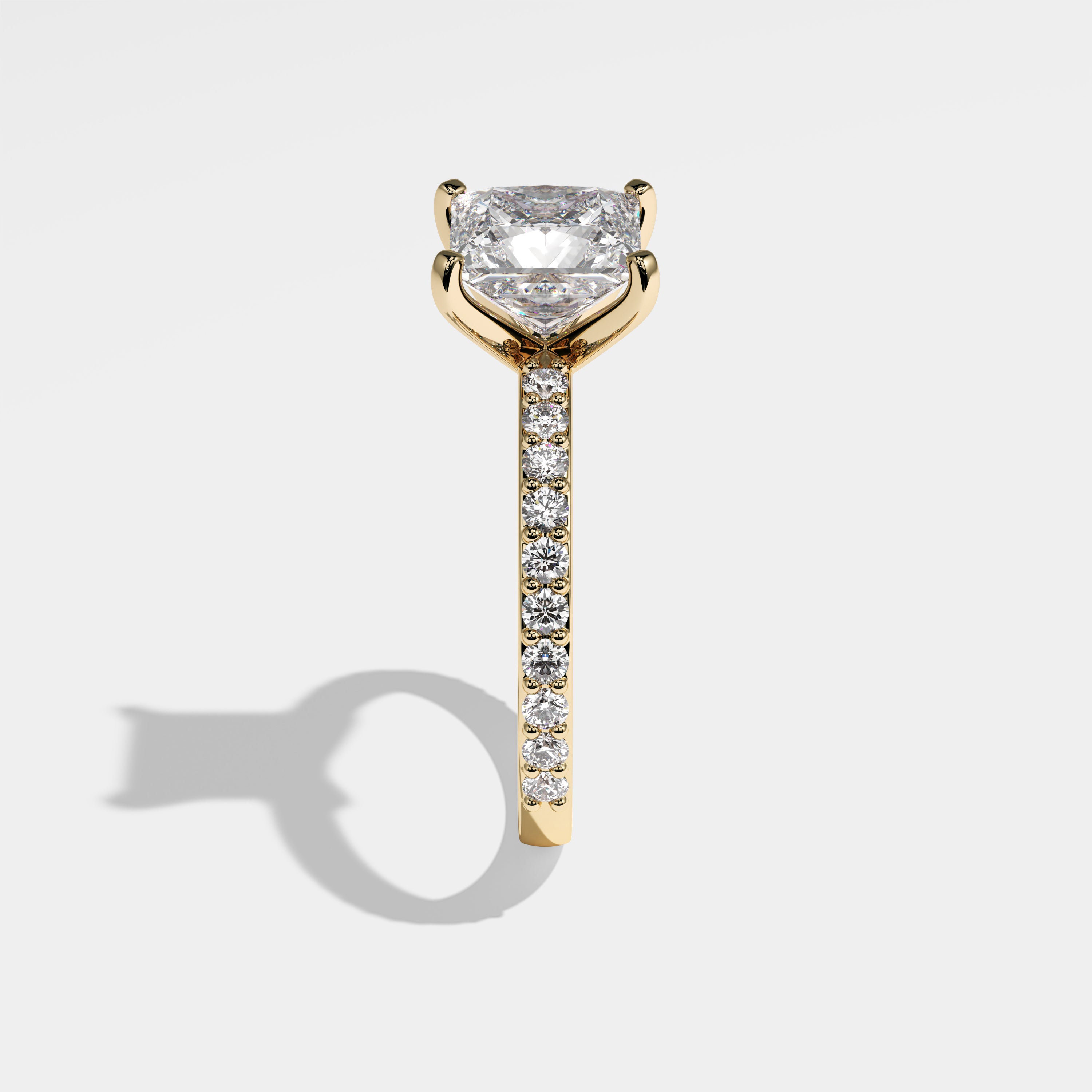 Arms Diamond Princess Engagement Ring 18K Yellow Gold 5.50ct