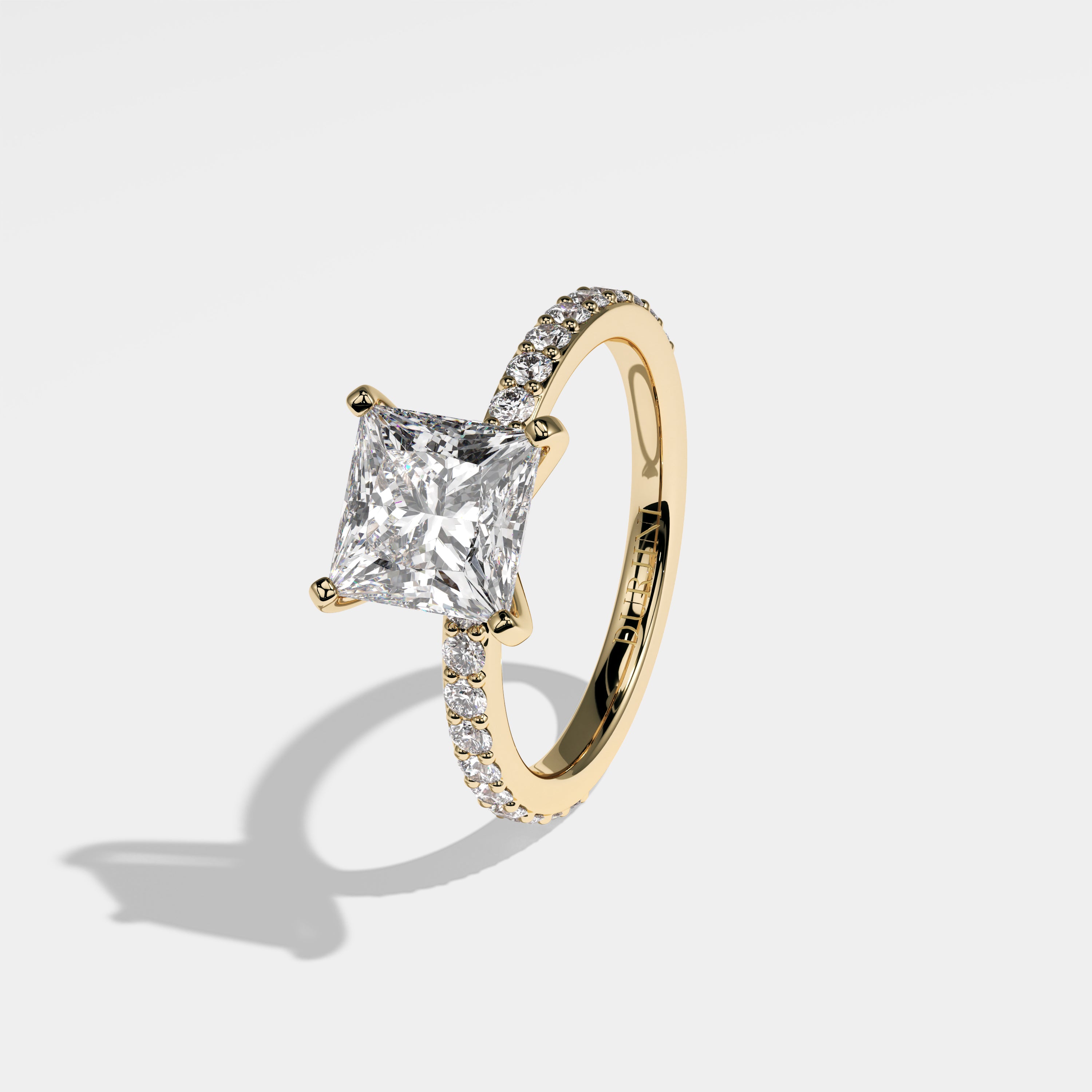 Arms Diamond Princess Engagement Ring 18K Yellow Gold 5.50ct