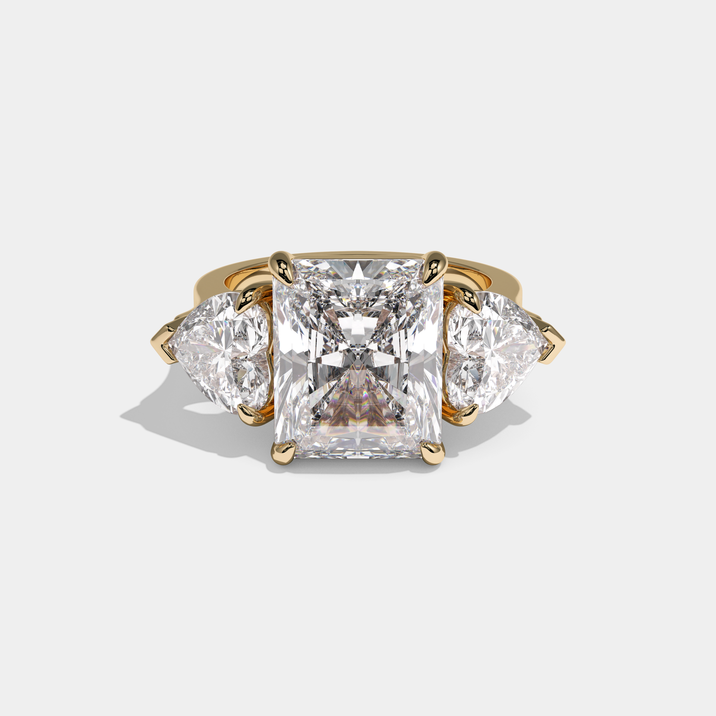 Rosie Radiant Cut Diamond Halo Engagement Ring Simple Band 10ct 18K Yellow Gold