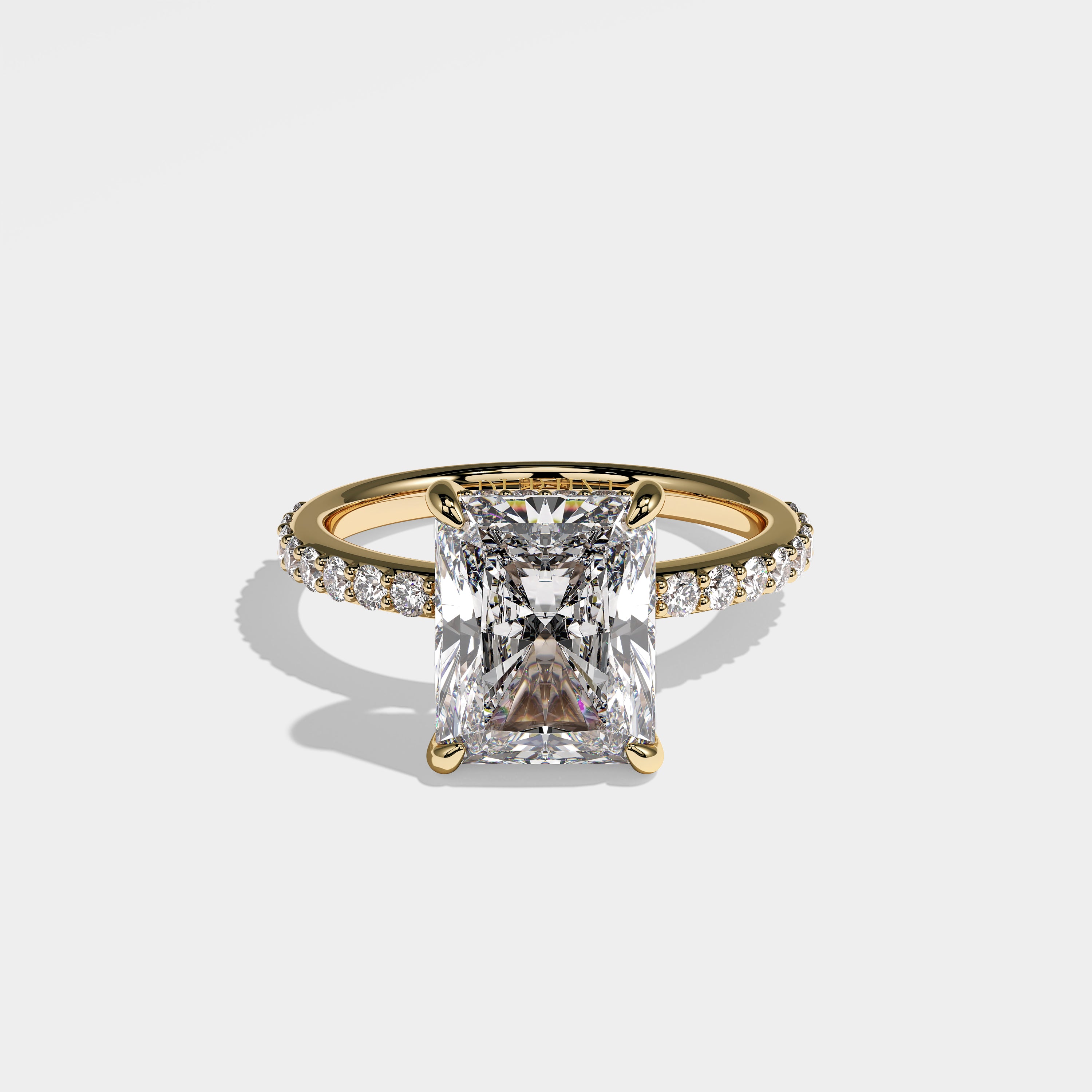 Aseela Diamond Radiant Halo Engagement Ring 18K Yellow Gold 6.50ct