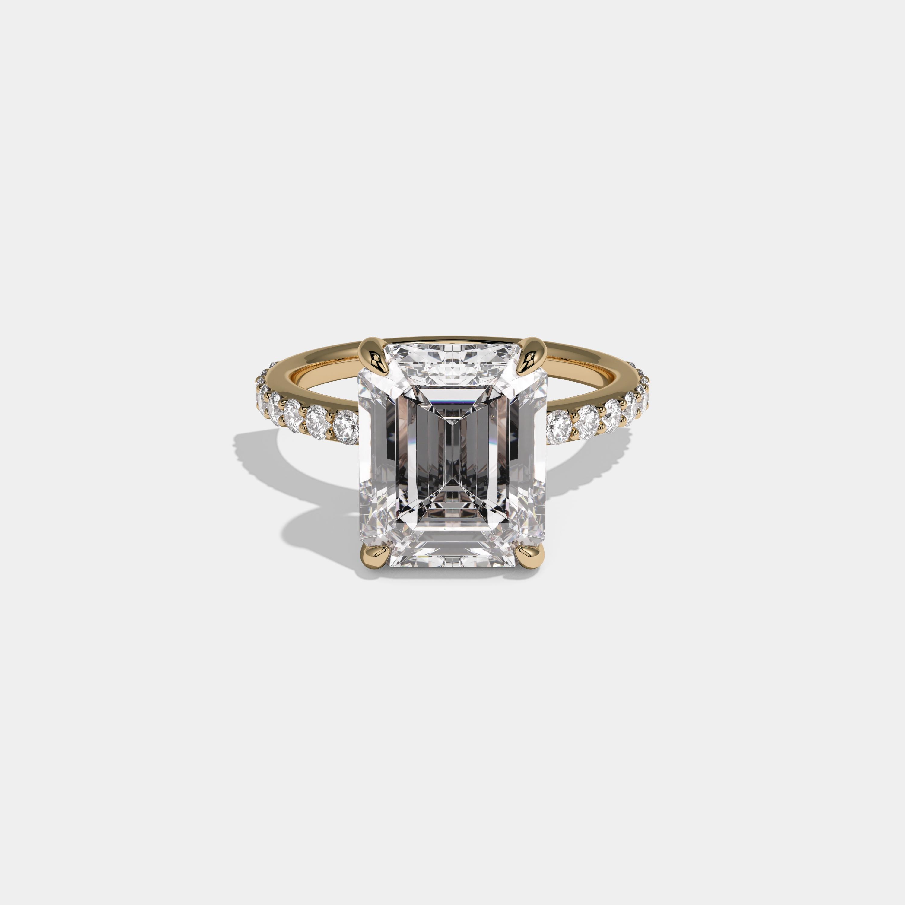 Charlotte Emerald Cut Diamond Halo Engagement Ring 10ct 18K Yellow Gold
