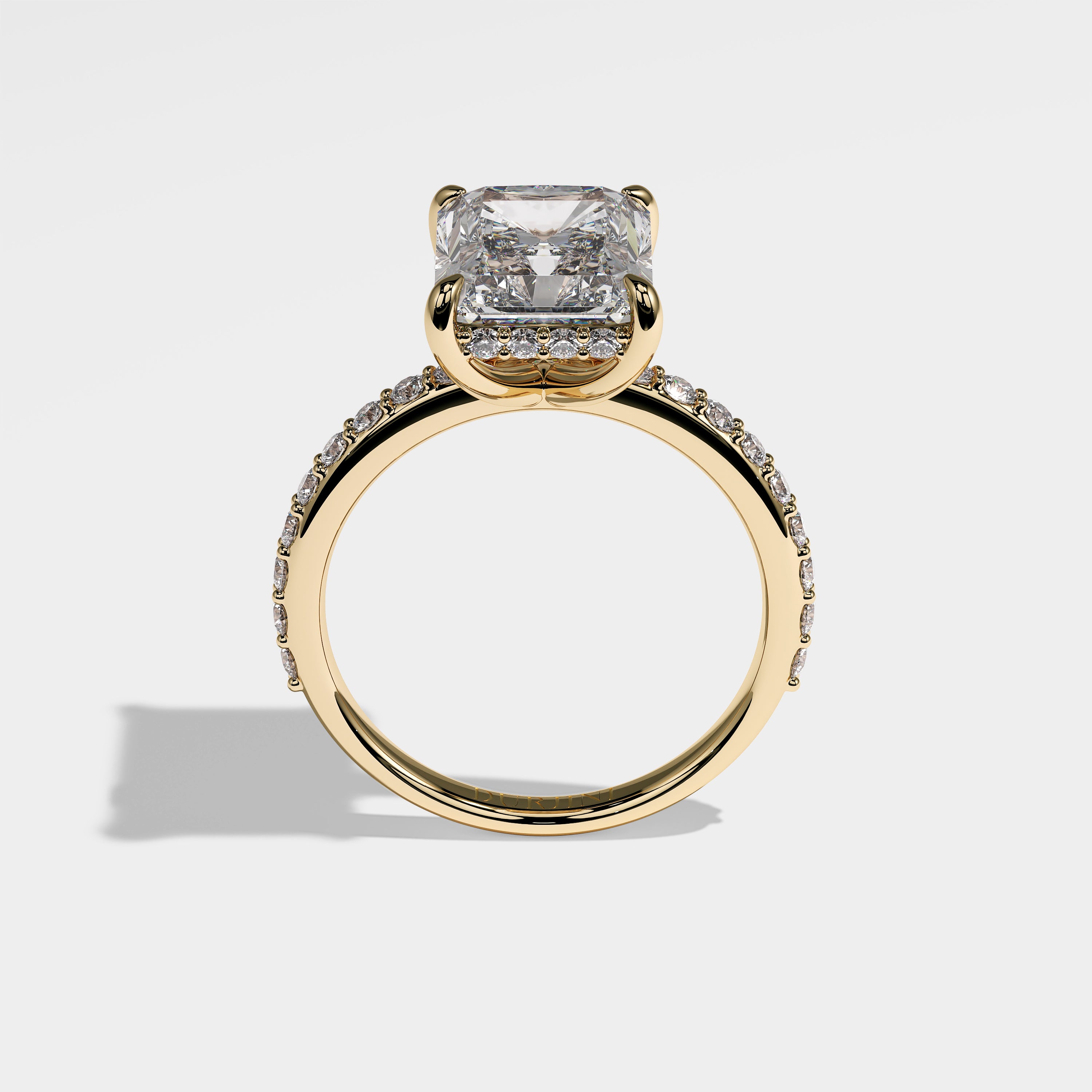 Aseela Diamond Radiant Halo Engagement Ring 18K Yellow Gold 6.50ct