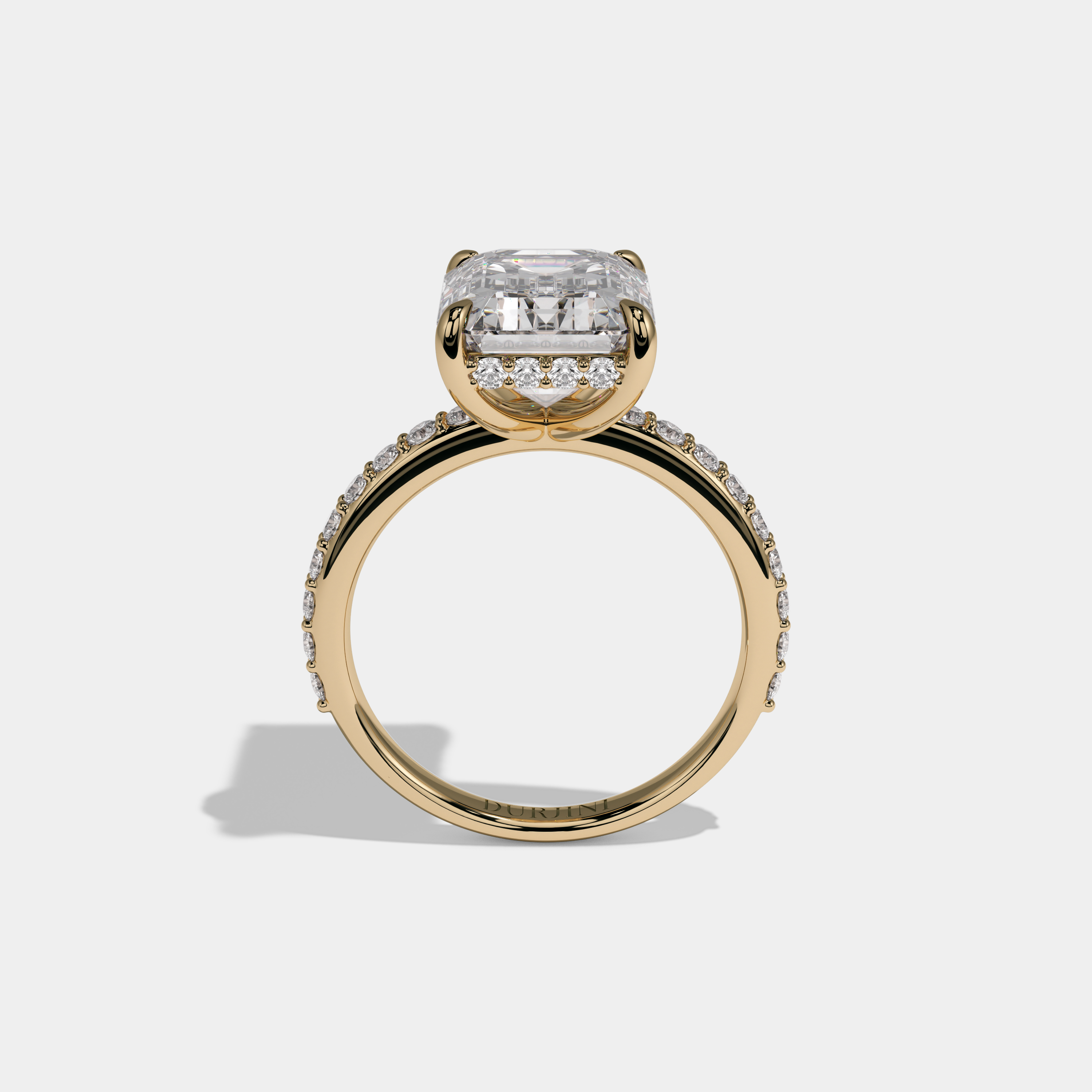 Charlotte Emerald Cut Diamond Halo Engagement Ring 10ct 18K Yellow Gold