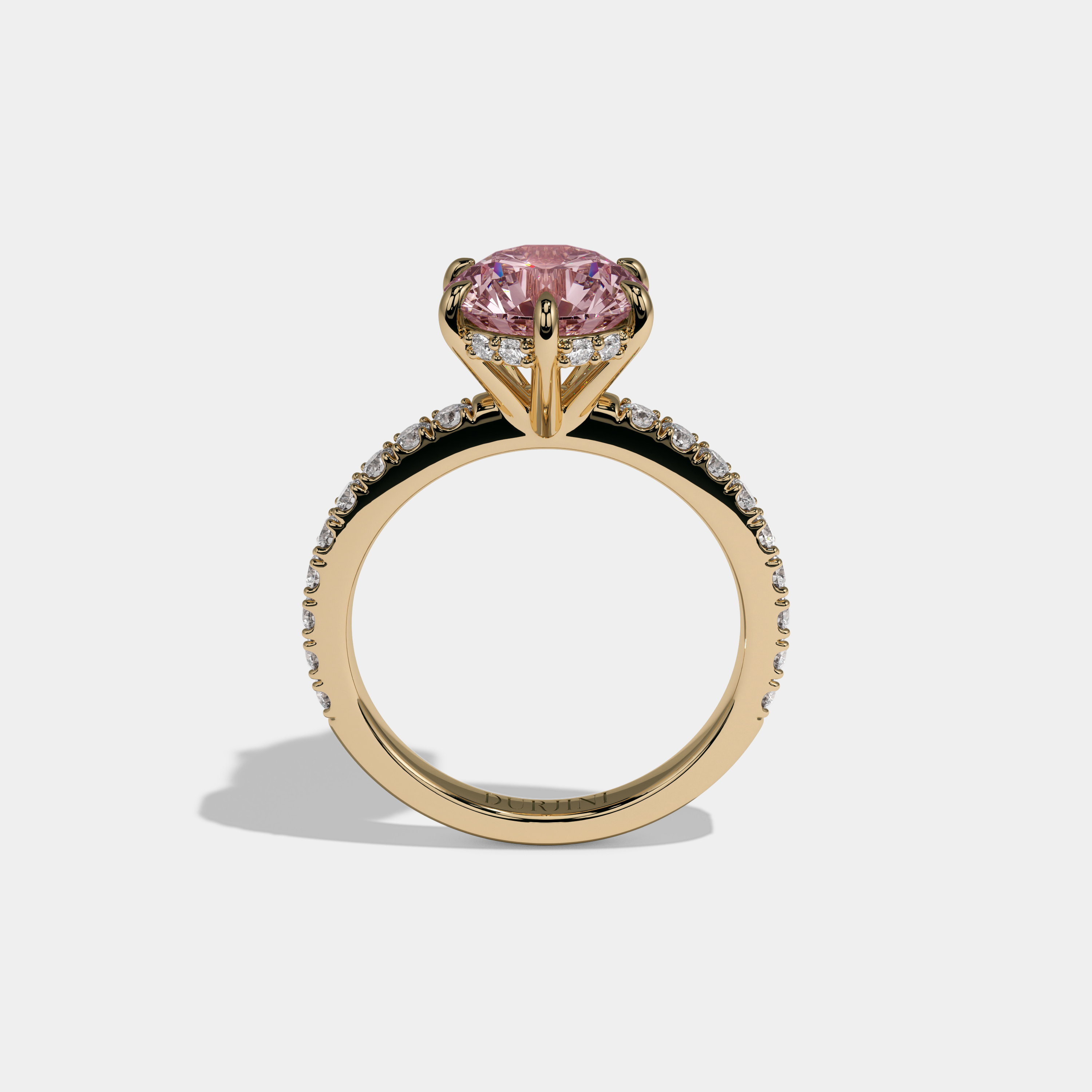 Charlotte Fancy Pink Round Brilliant Cut Diamond Band Engagement Ring 6ct 18K Yellow Gold