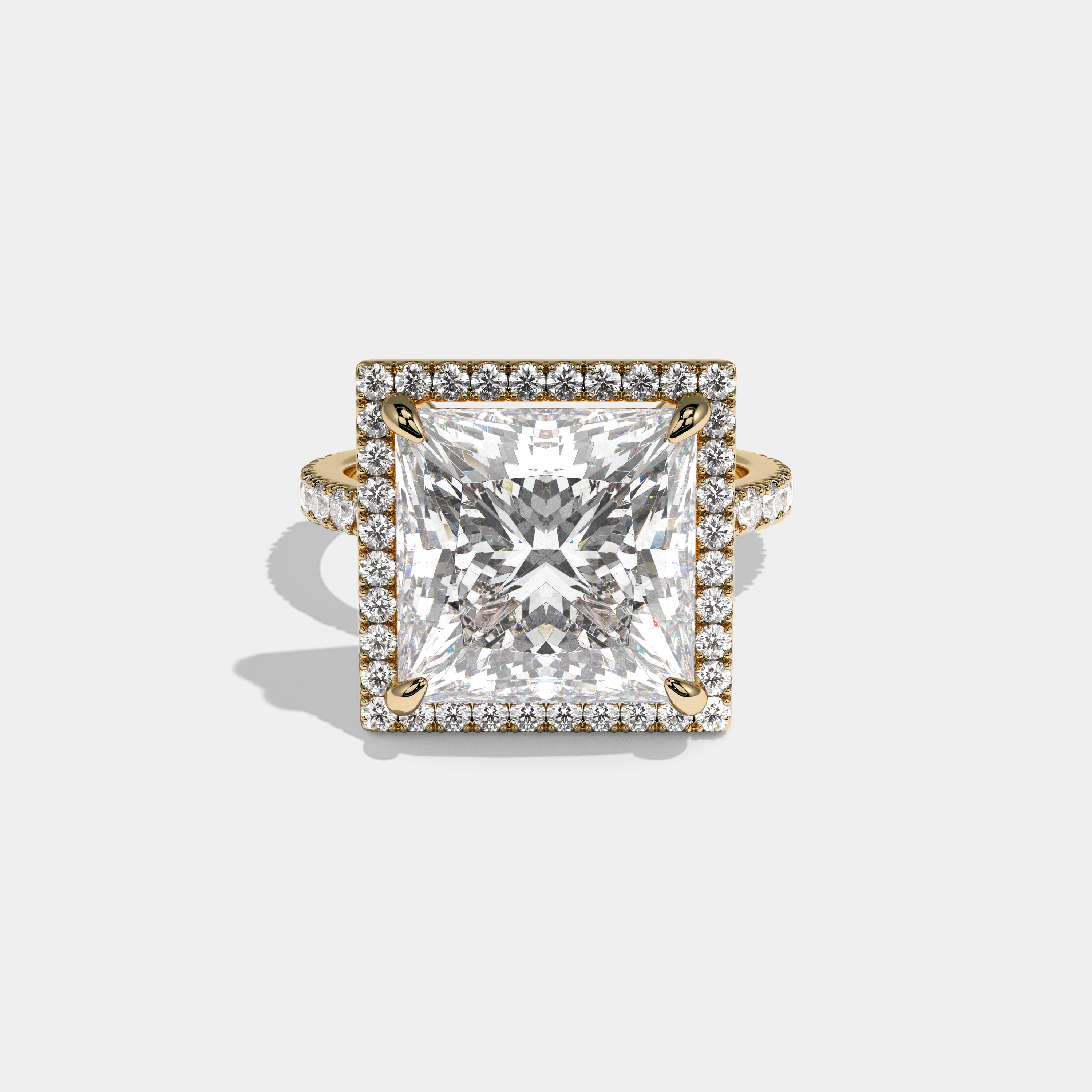 Eleanor Princess Cut Diamond Halo Engagement Ring 10ct 18K Yellow Gold