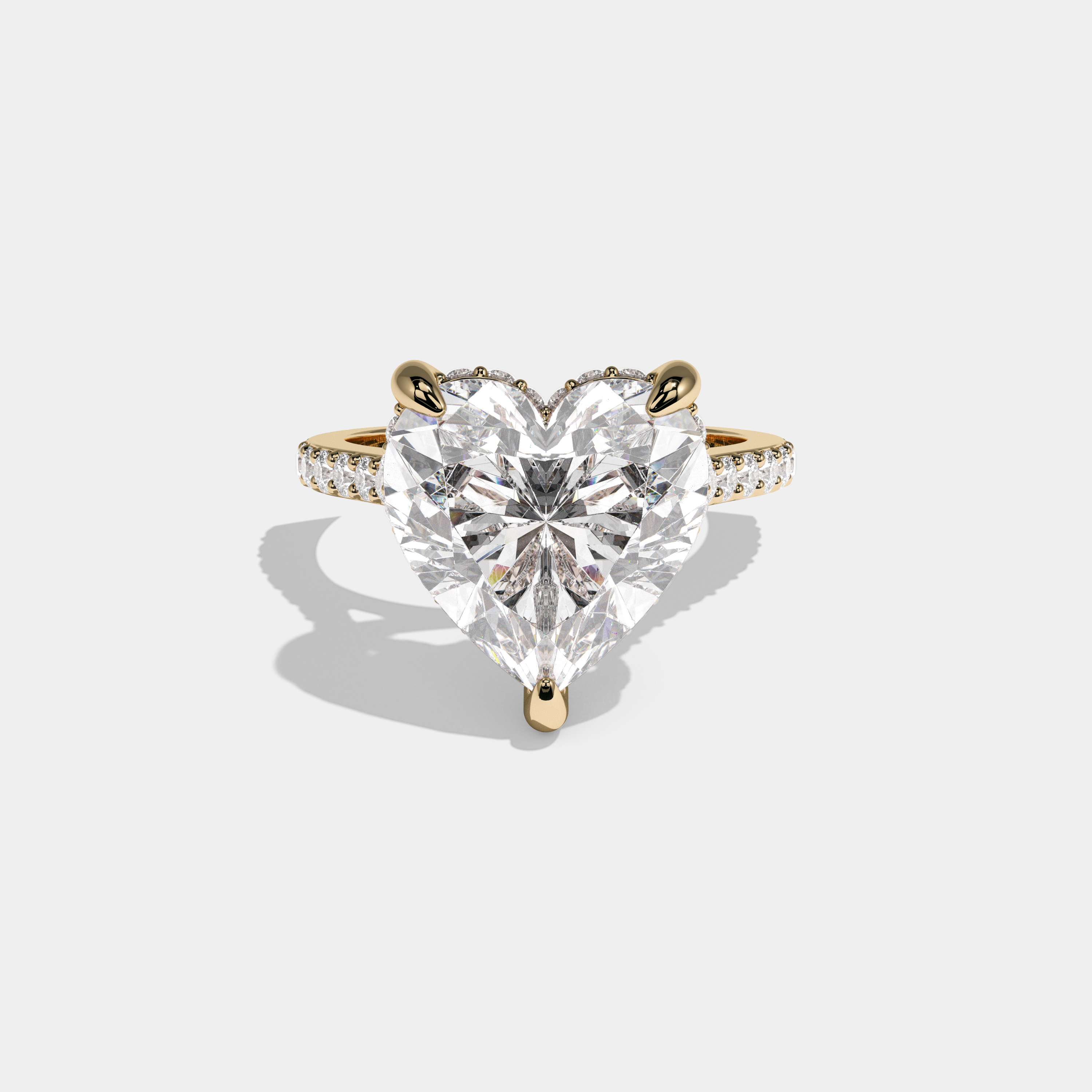 Diana Heart Cut Diamond Halo Engagement Ring 10ct 18K Yellow Gold
