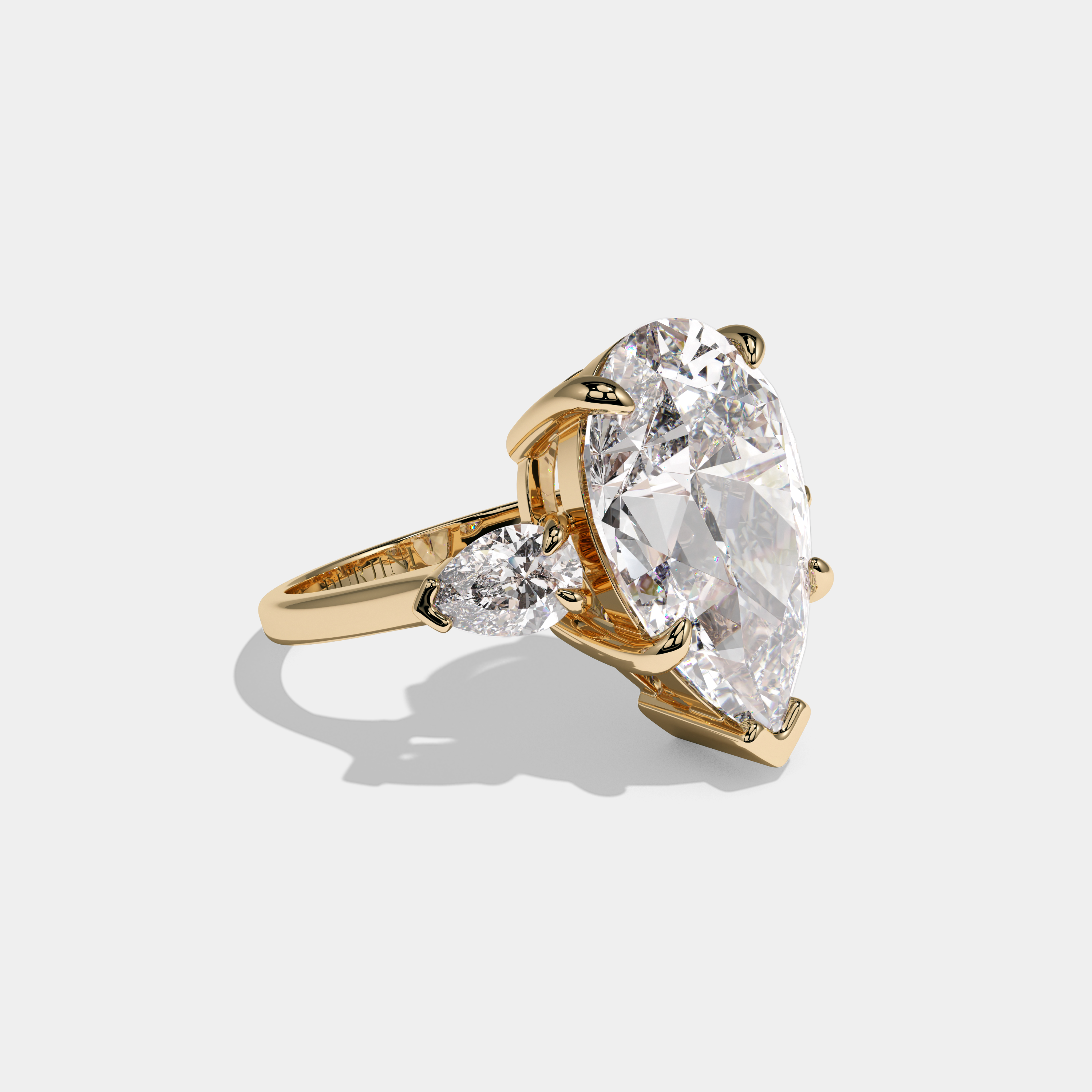 Clara Pear Cut Diamond Halo Engagement Ring Plain Band 10ct 18K Yellow Gold