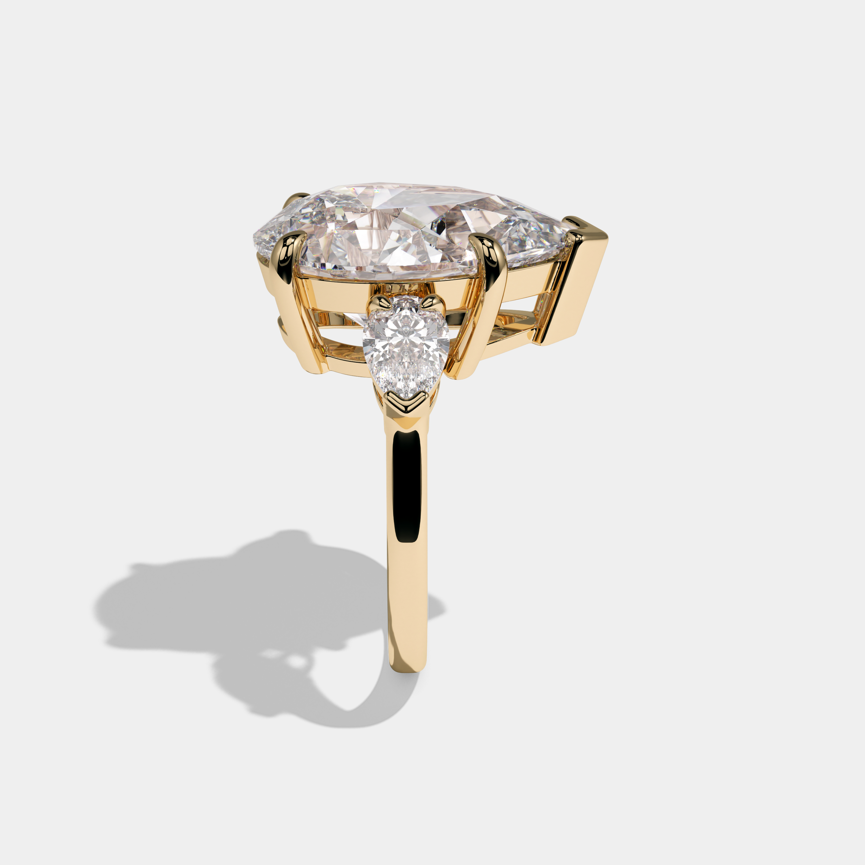 Clara Pear Cut Diamond Halo Engagement Ring Plain Band 10ct 18K Yellow Gold