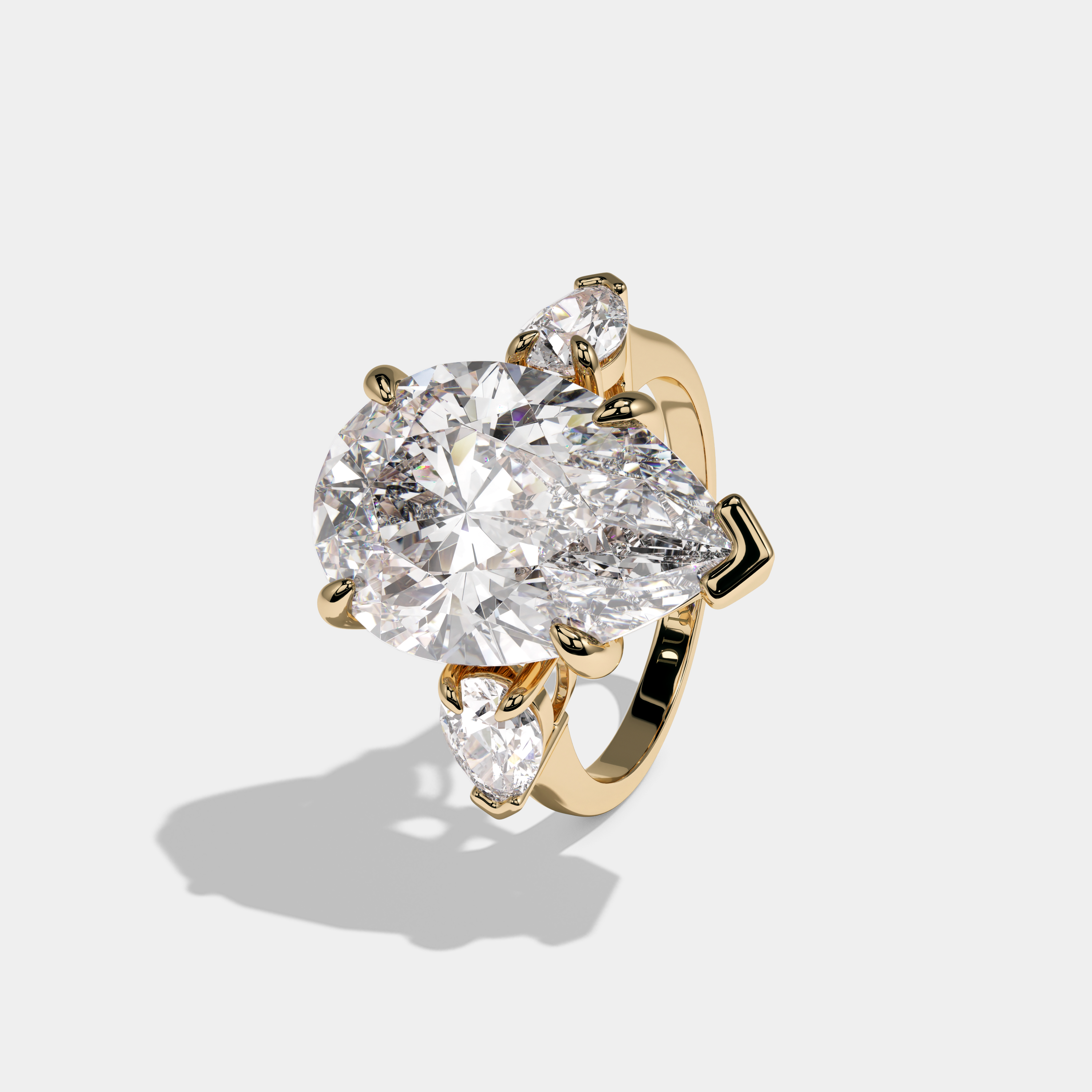 Clara Pear Cut Diamond Halo Engagement Ring Plain Band 10ct 18K Yellow Gold