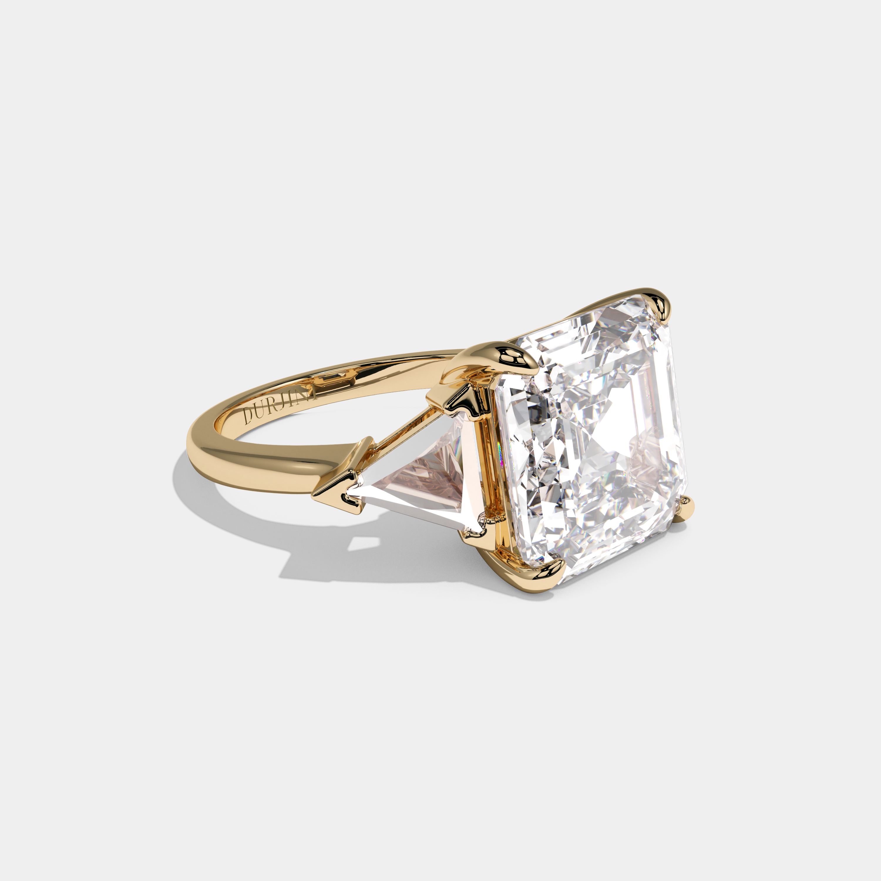 Victoria Asscher Cut Diamond Halo Engagement Ring Simple Band 10ct 18K Yellow Gold