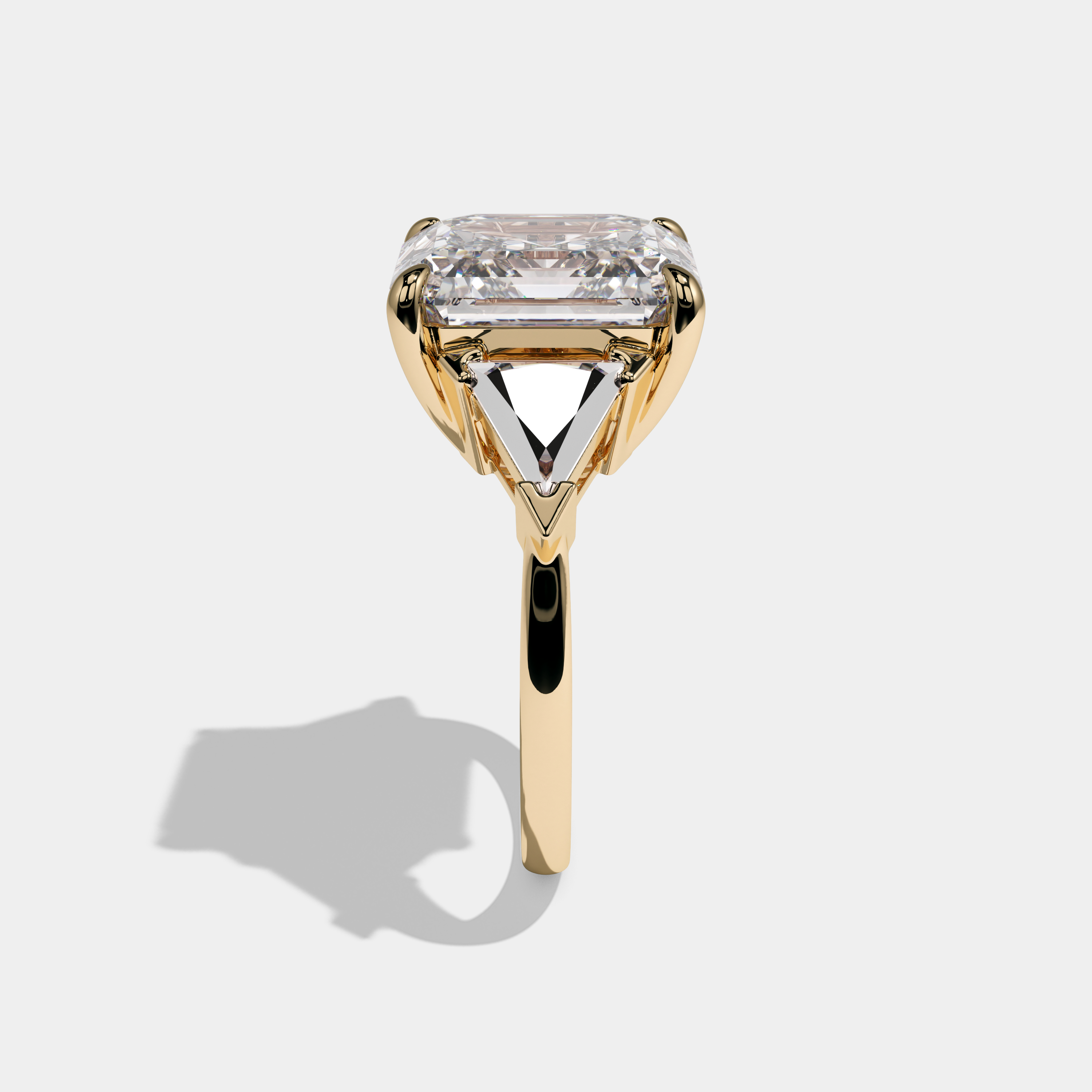 Victoria Asscher Cut Diamond Halo Engagement Ring Simple Band 10ct 18K Yellow Gold
