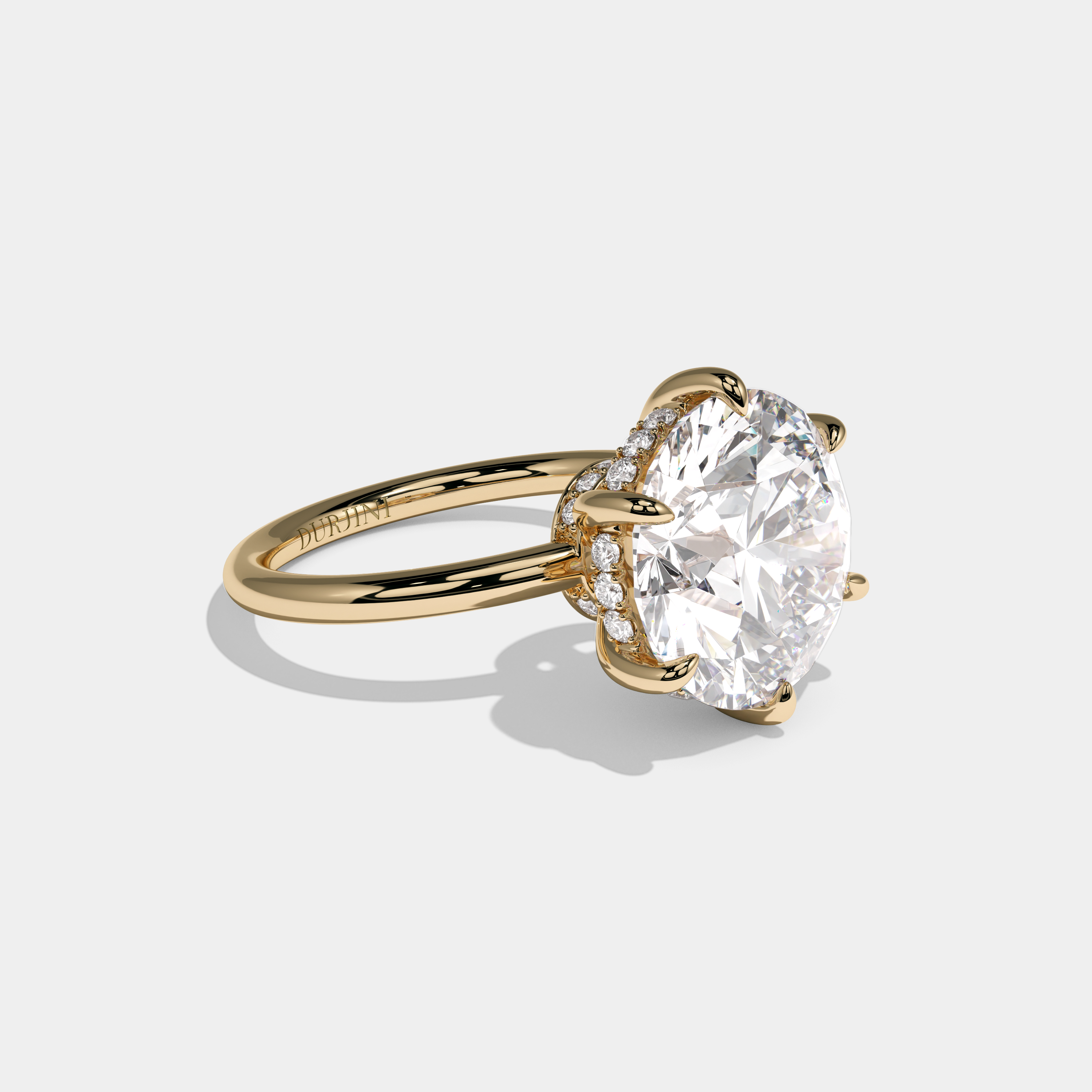 Sophia Round Brilliant Cut Diamond Halo Plain Band Engagement Ring 10ct 18K Yellow Gold