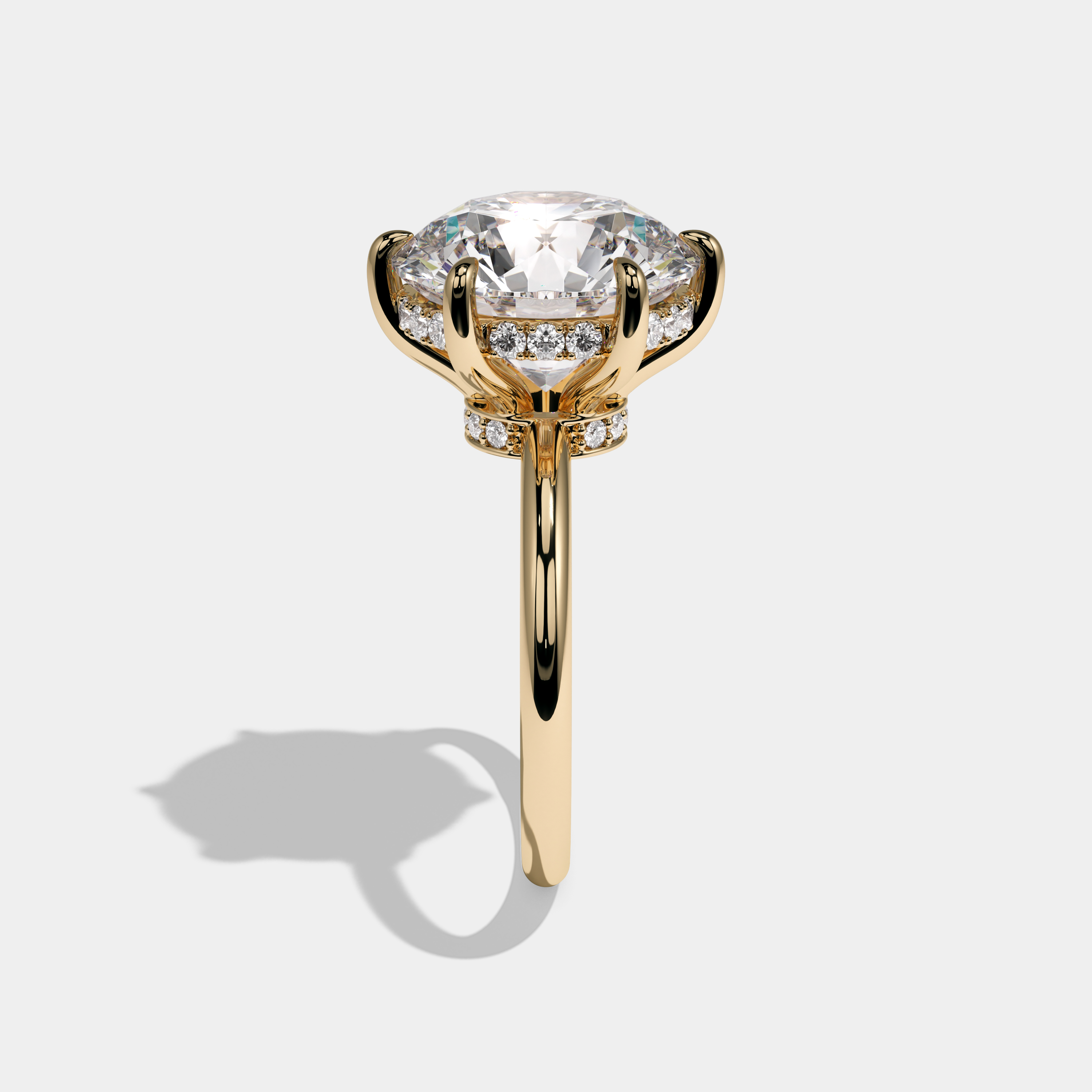 Sophia Round Brilliant Cut Diamond Halo Plain Band Engagement Ring 10ct 18K Yellow Gold