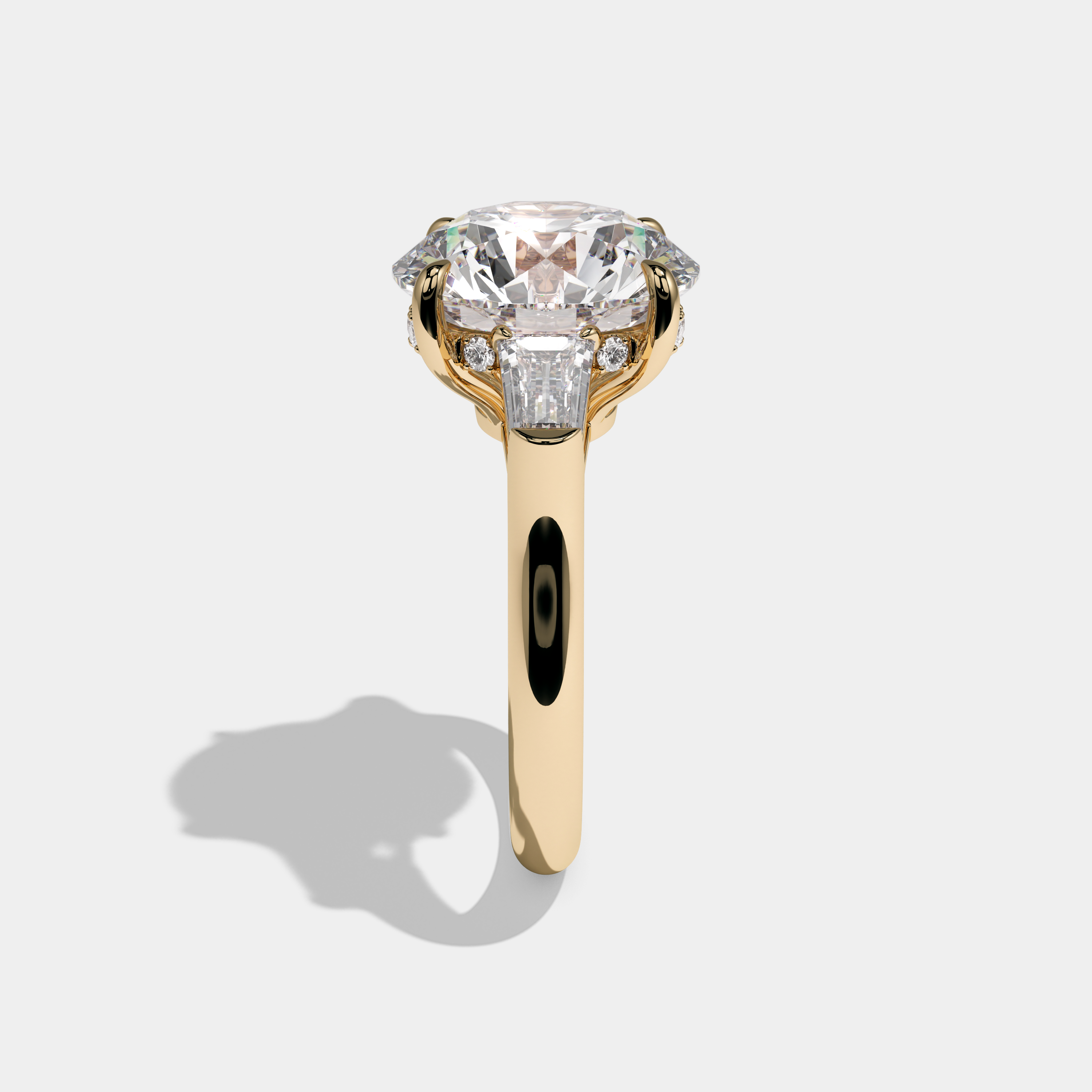 Charlotte Round Brilliant Cut Diamond Halo Plain Band Engagement Ring 10ct 18K Yellow Gold