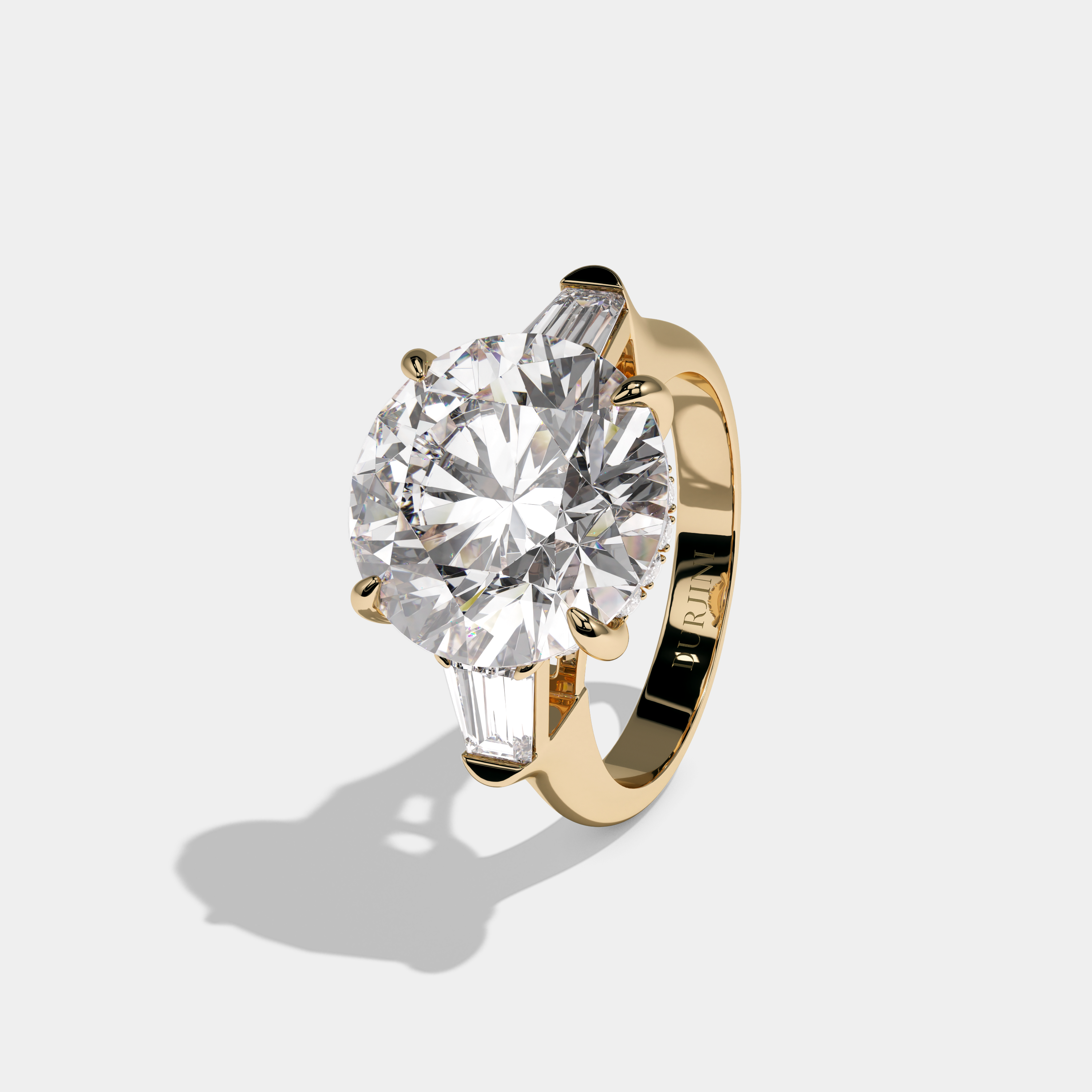 Charlotte Round Brilliant Cut Diamond Halo Plain Band Engagement Ring 10ct 18K Yellow Gold