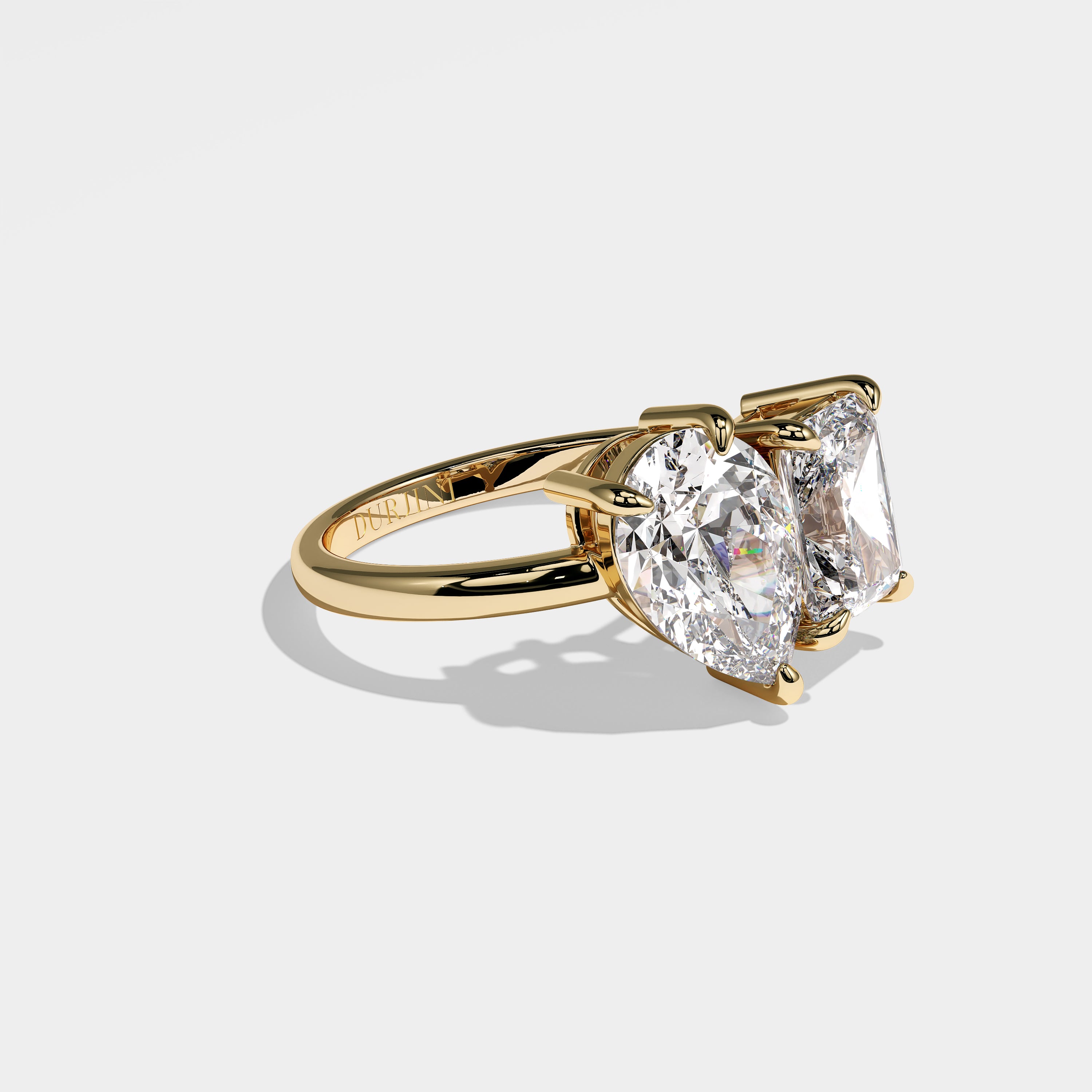 Prophecy pear diamond engagement ring in 18K yellow gold by Kurbãni Durjini, right view