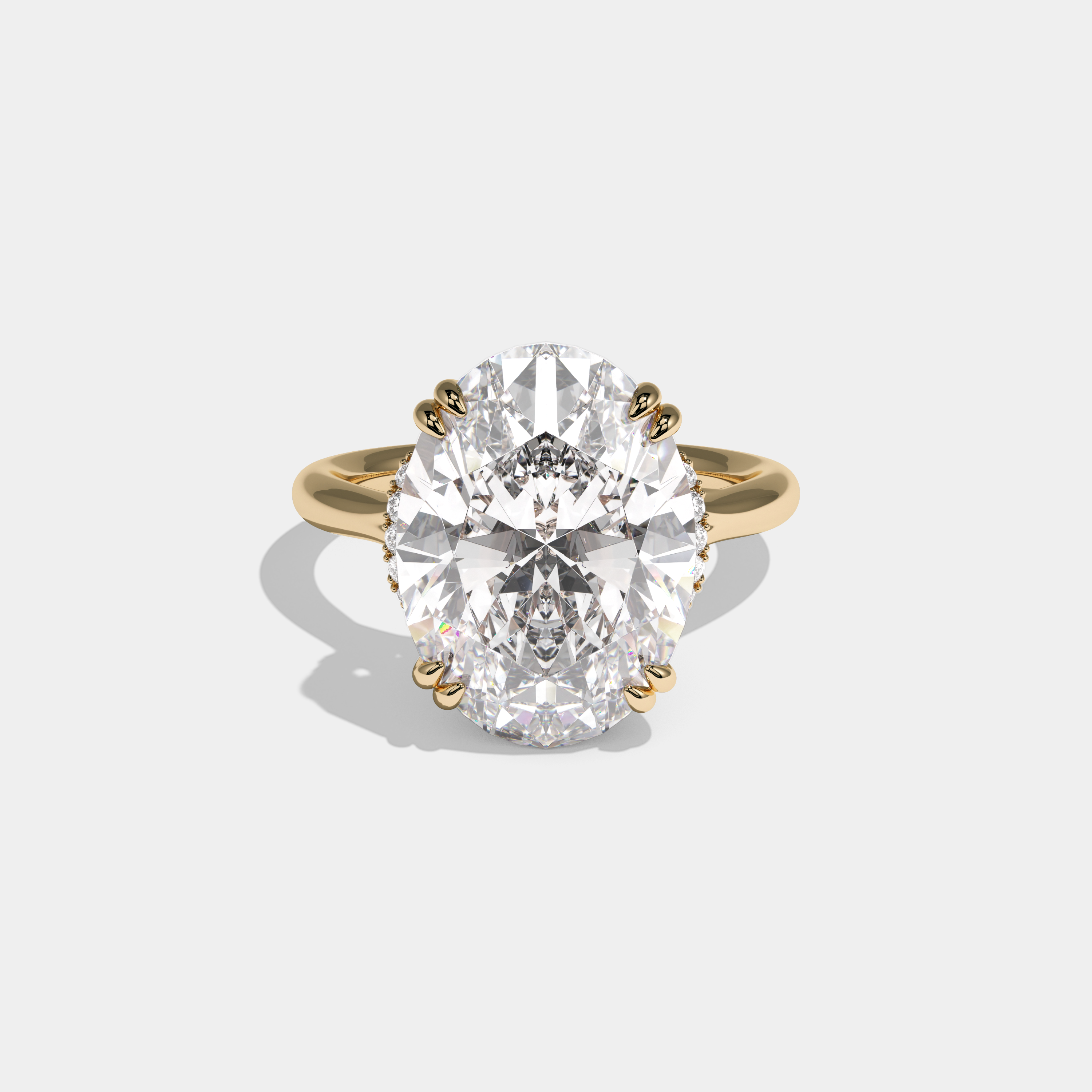 Solène Oval Cut Diamond Engagement Ring Plain Band 10ct 18K Yellow Gold