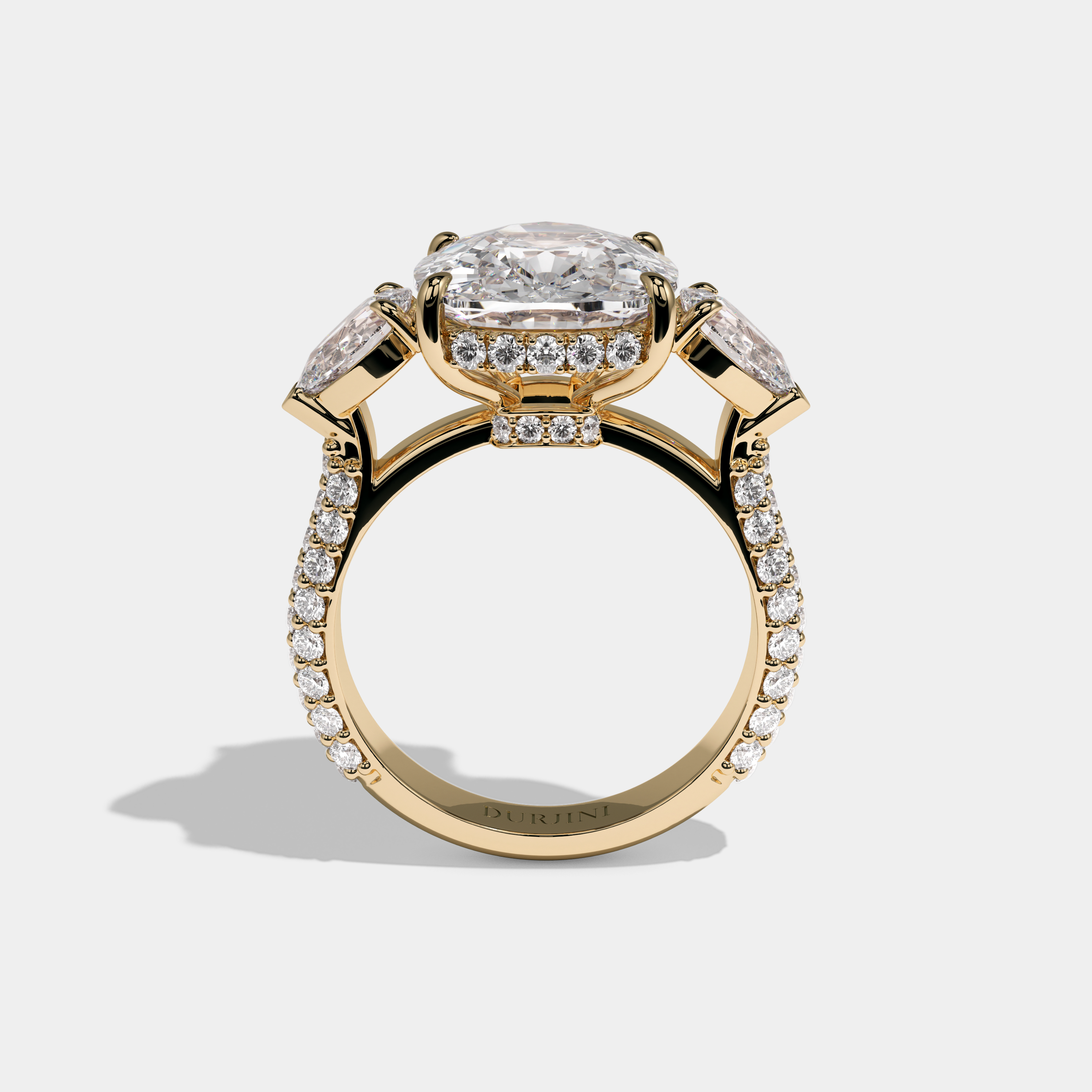 Florence Cushion Cut Diamond Band Engagement Ring 10ct 18K Yellow Gold