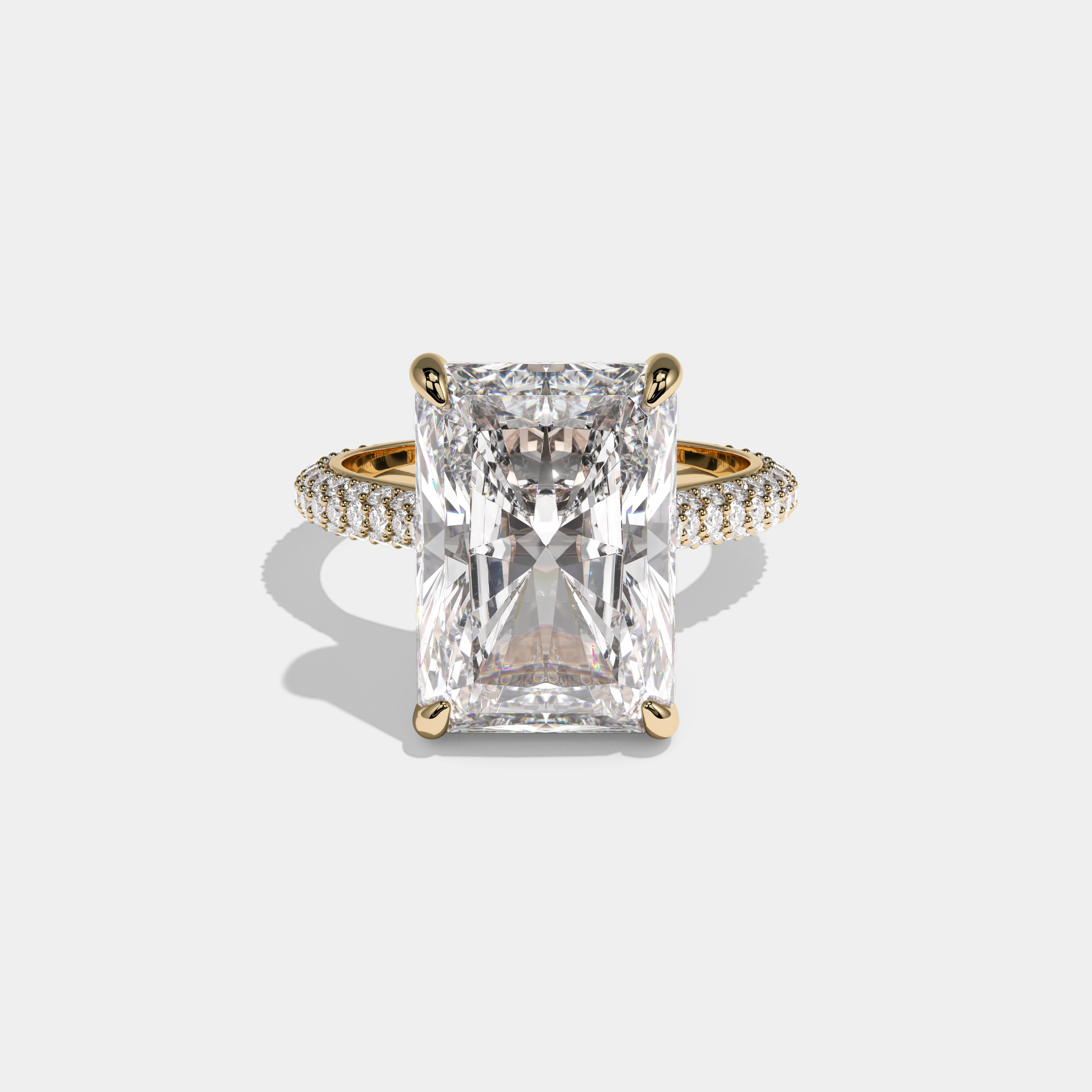Iris Radiant Cut Diamond Halo Band Engagement Ring 8ct 18K Yellow Gold