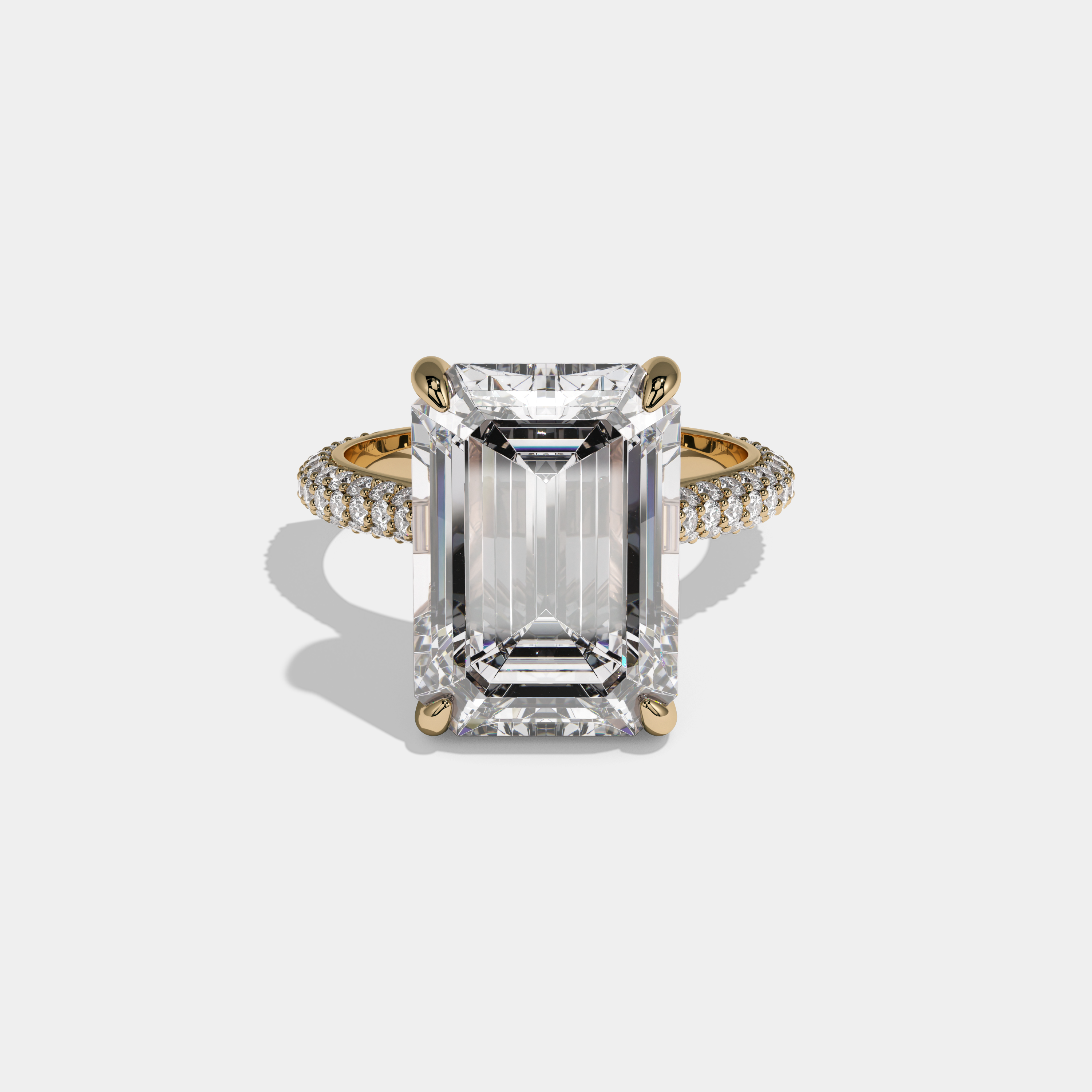 Diana Emerald Cut Diamond Band Engagement Ring 12ct 18k Yellow Gold