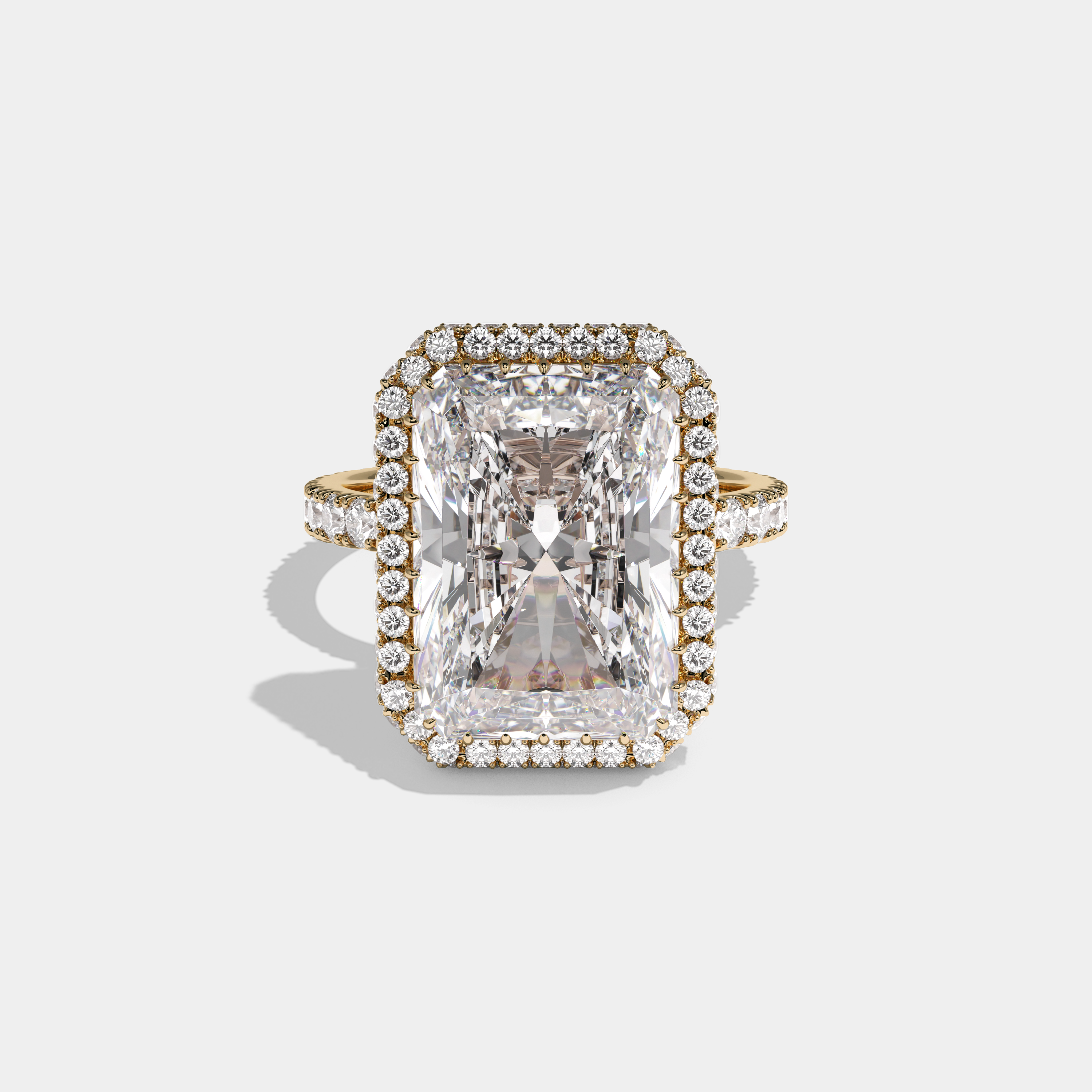 Diana Radiant Cut Diamond Halo Engagement Ring 10ct 18K Yellow Gold
