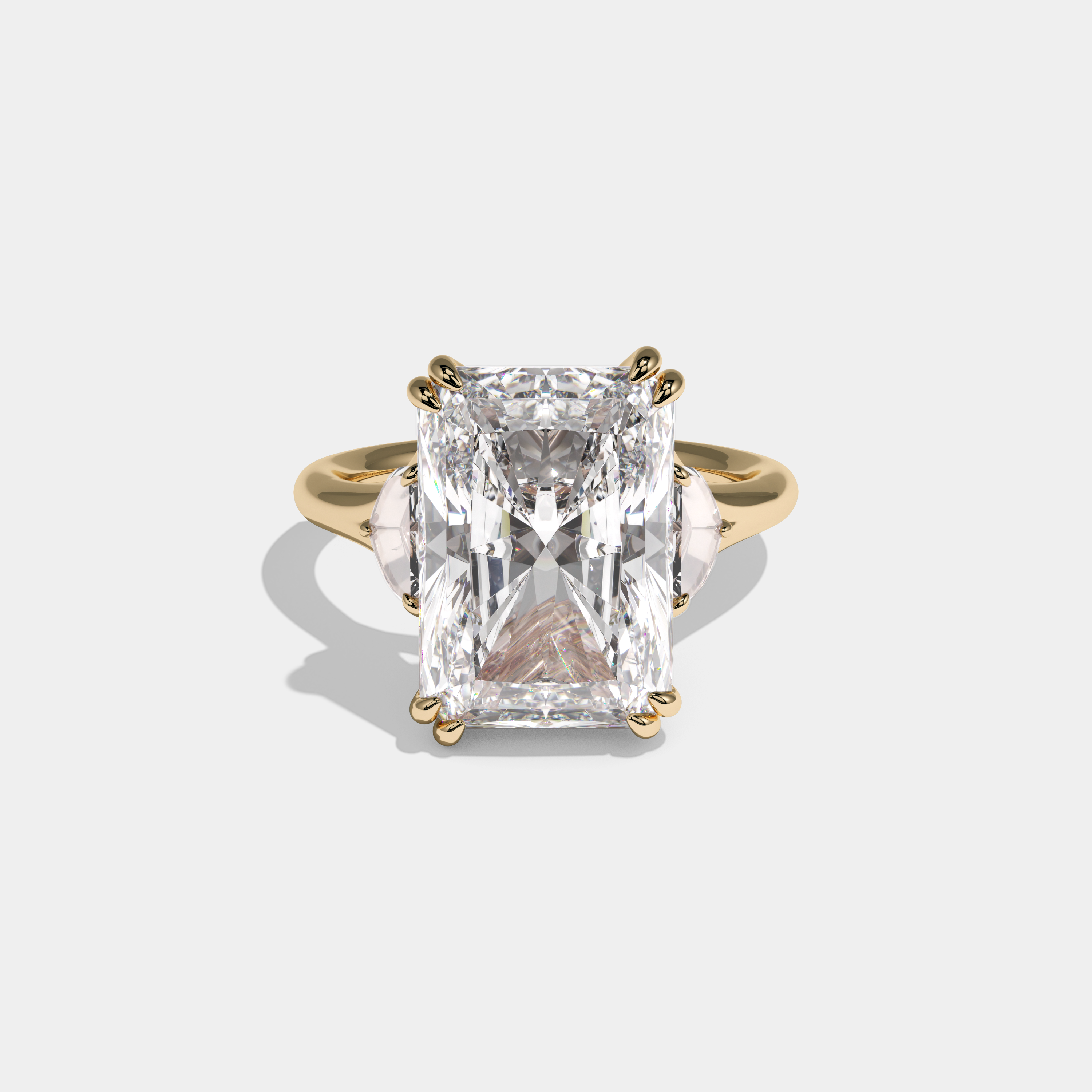 Victoria Radiant Cut Diamond Engagement Ring Plain Band 9ct 18K Yellow Gold
