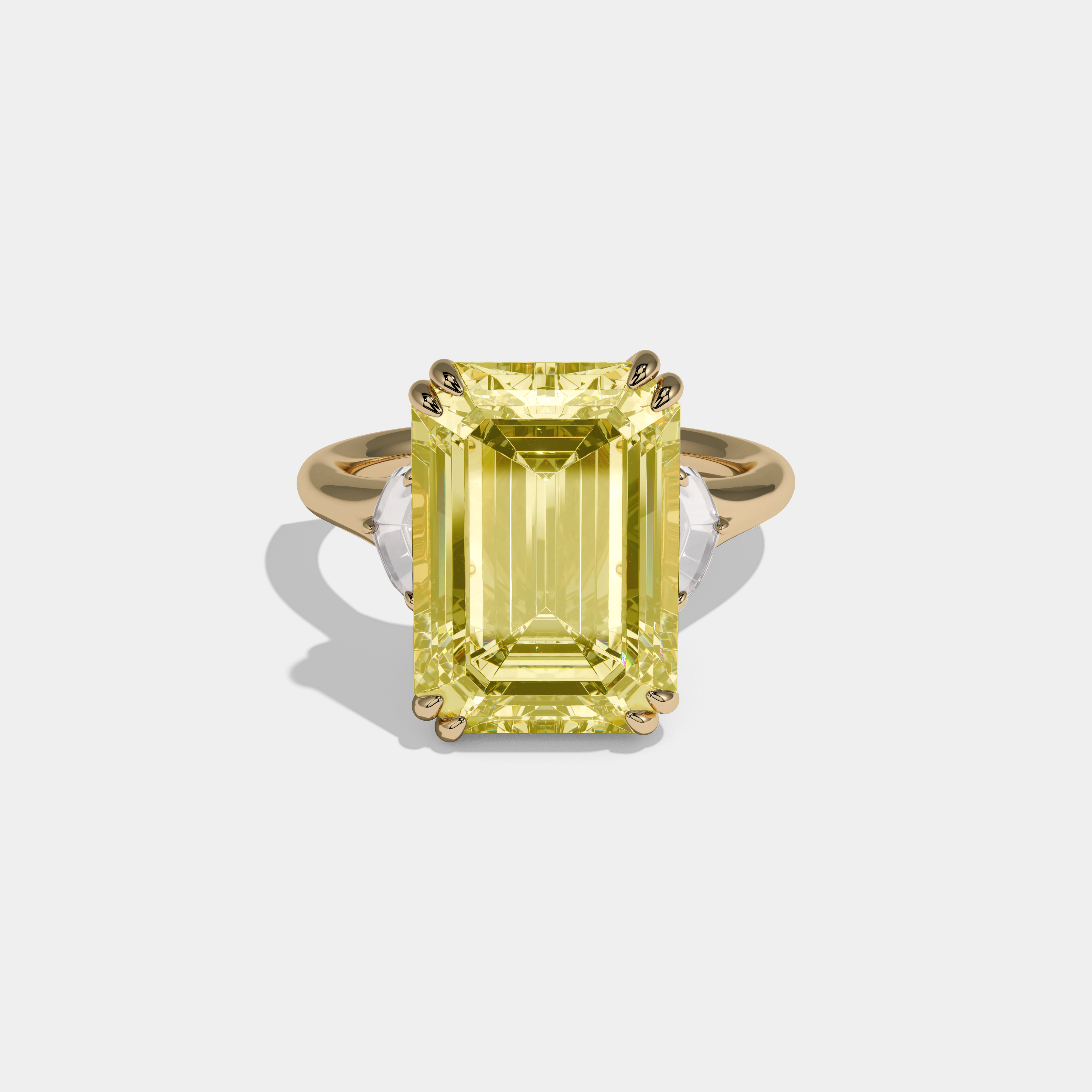 Charlotte Fancy Yellow Emerald Cut Diamond Plain Band Engagement Ring 10ct 18k Yellow Gold