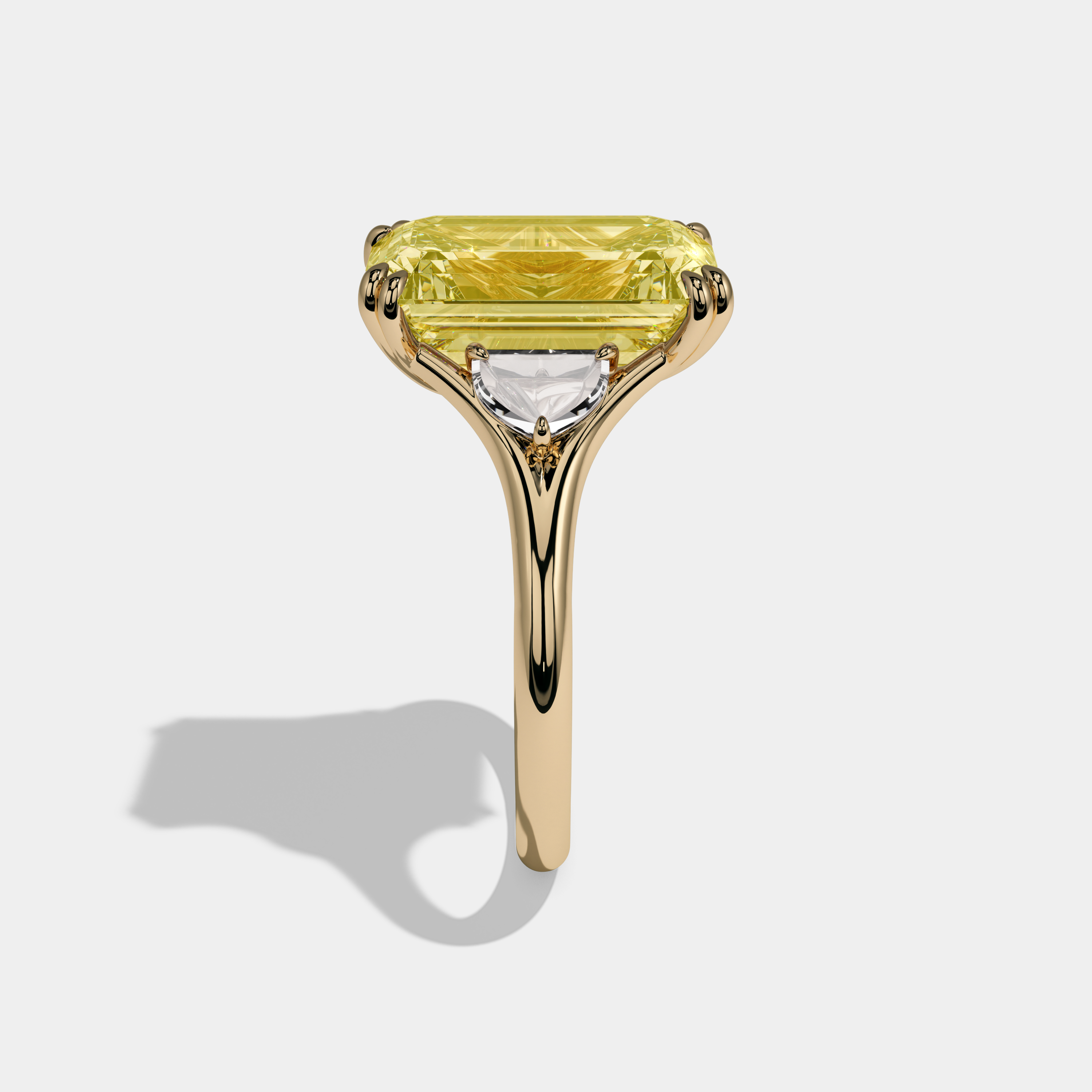 Charlotte Fancy Yellow Emerald Cut Diamond Plain Band Engagement Ring 10ct 18k Yellow Gold