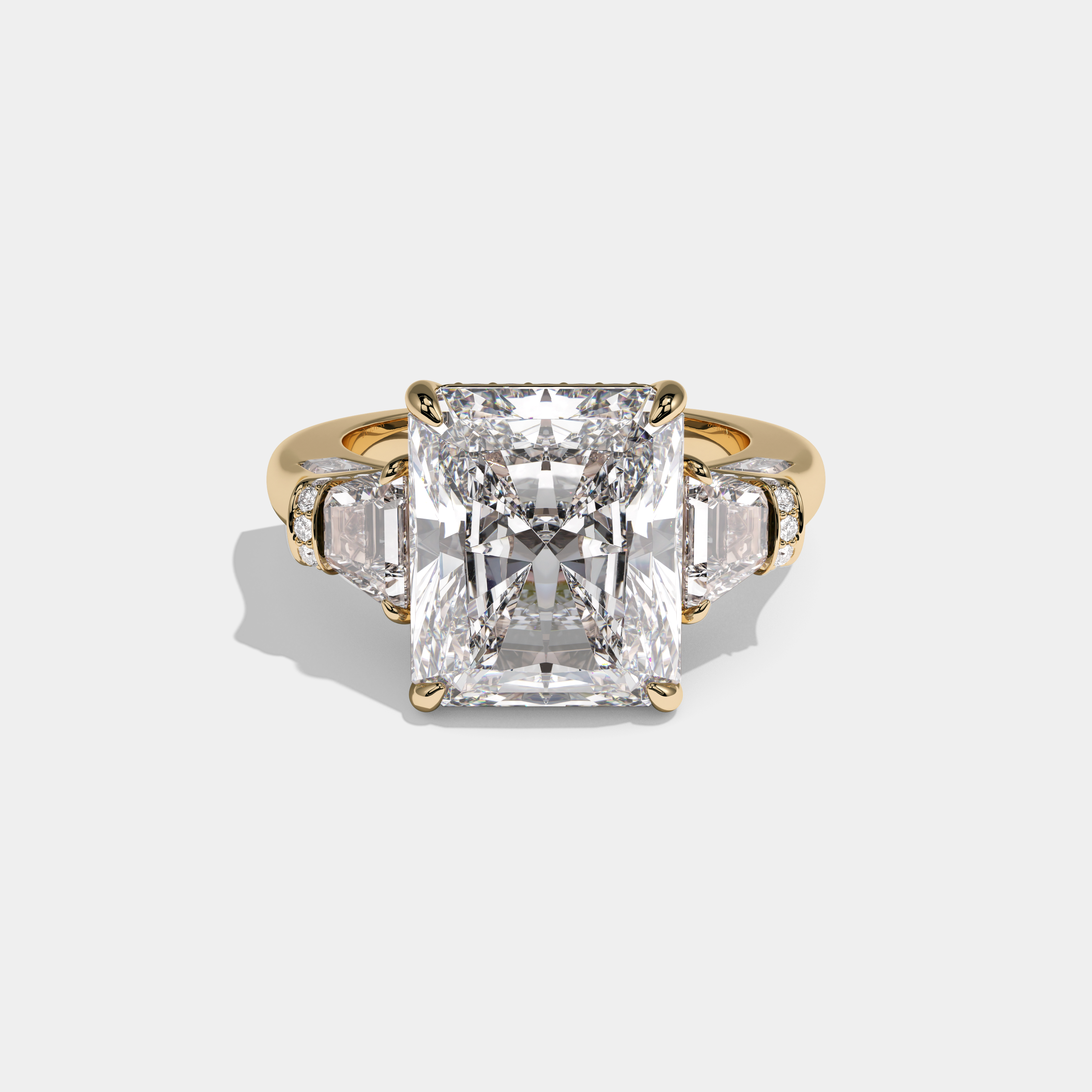 Florentina Radiant Cut Diamond Halo Engagement Ring 10ct Plain Band 18K Yellow Gold