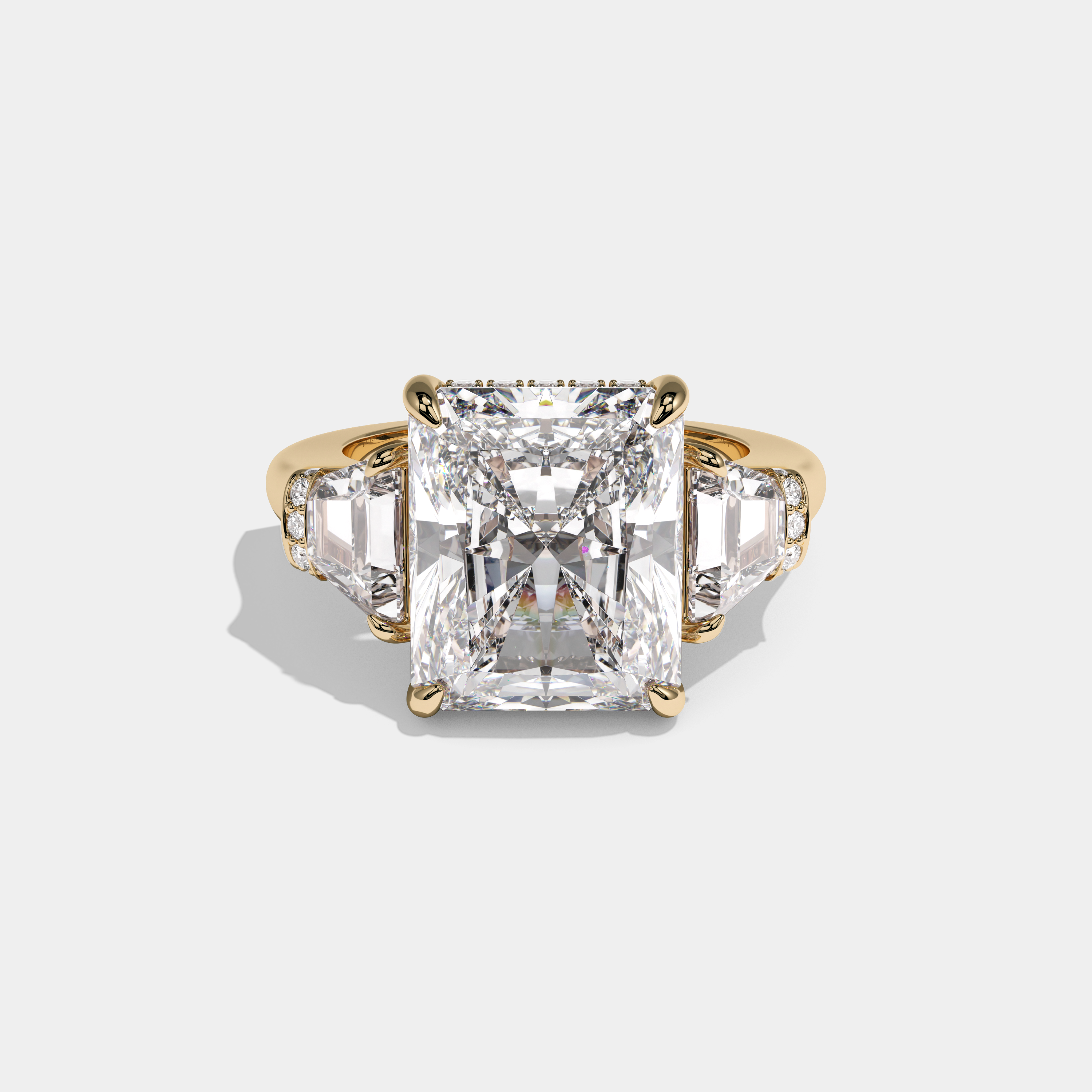 Adelaide Radiant Cut Diamond Halo Engagement Ring 10ct Simple Band 18K Yellow Gold