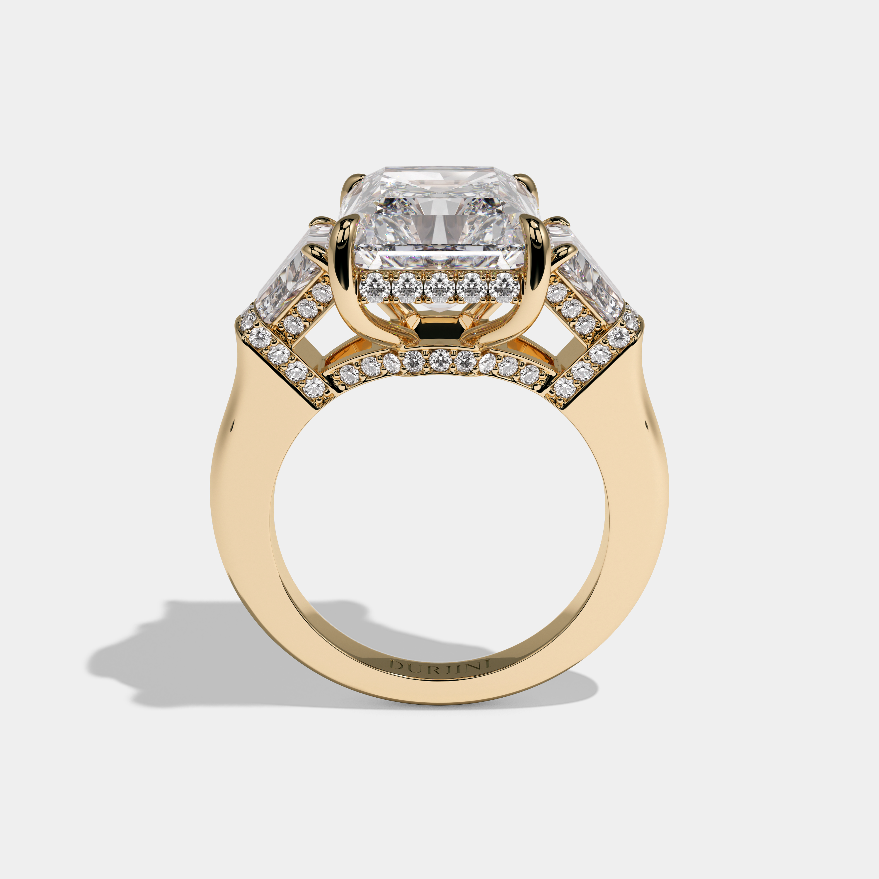 Adelaide Radiant Cut Diamond Halo Engagement Ring 10ct Simple Band 18K Yellow Gold