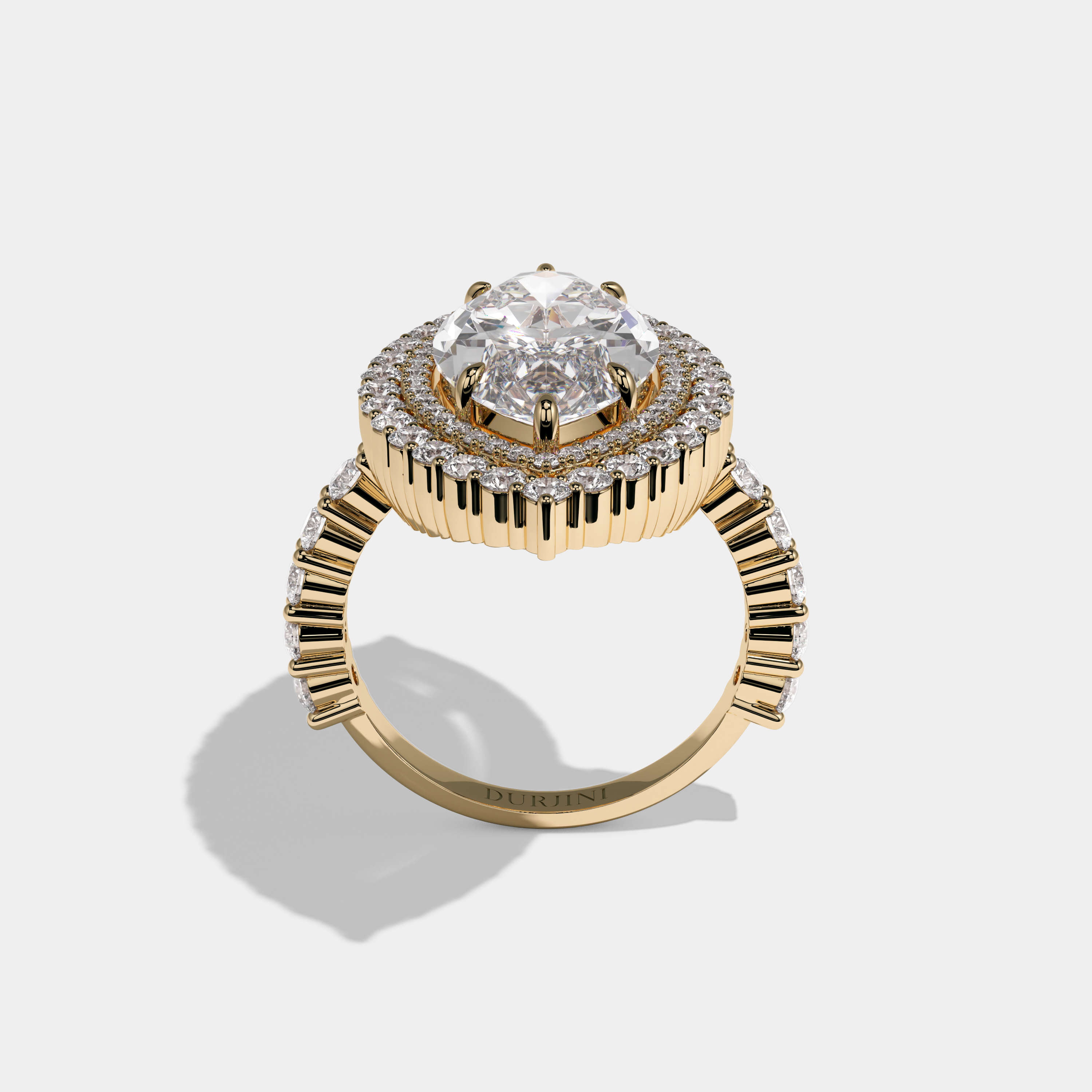 Victoria Marquise Cut Diamond Halo Engagement Ring 10ct 18K Yellow Gold