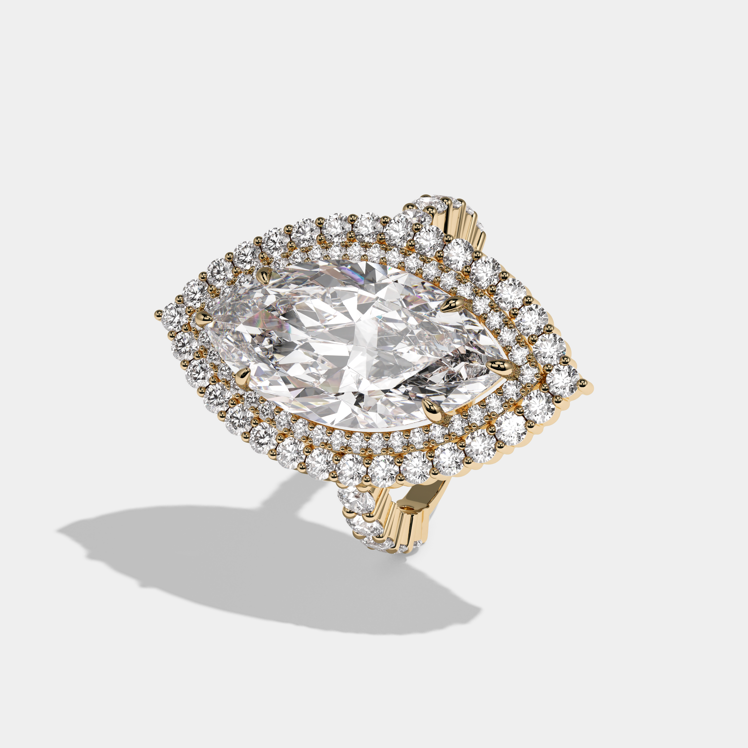 Victoria Marquise Cut Diamond Halo Engagement Ring 10ct 18K Yellow Gold