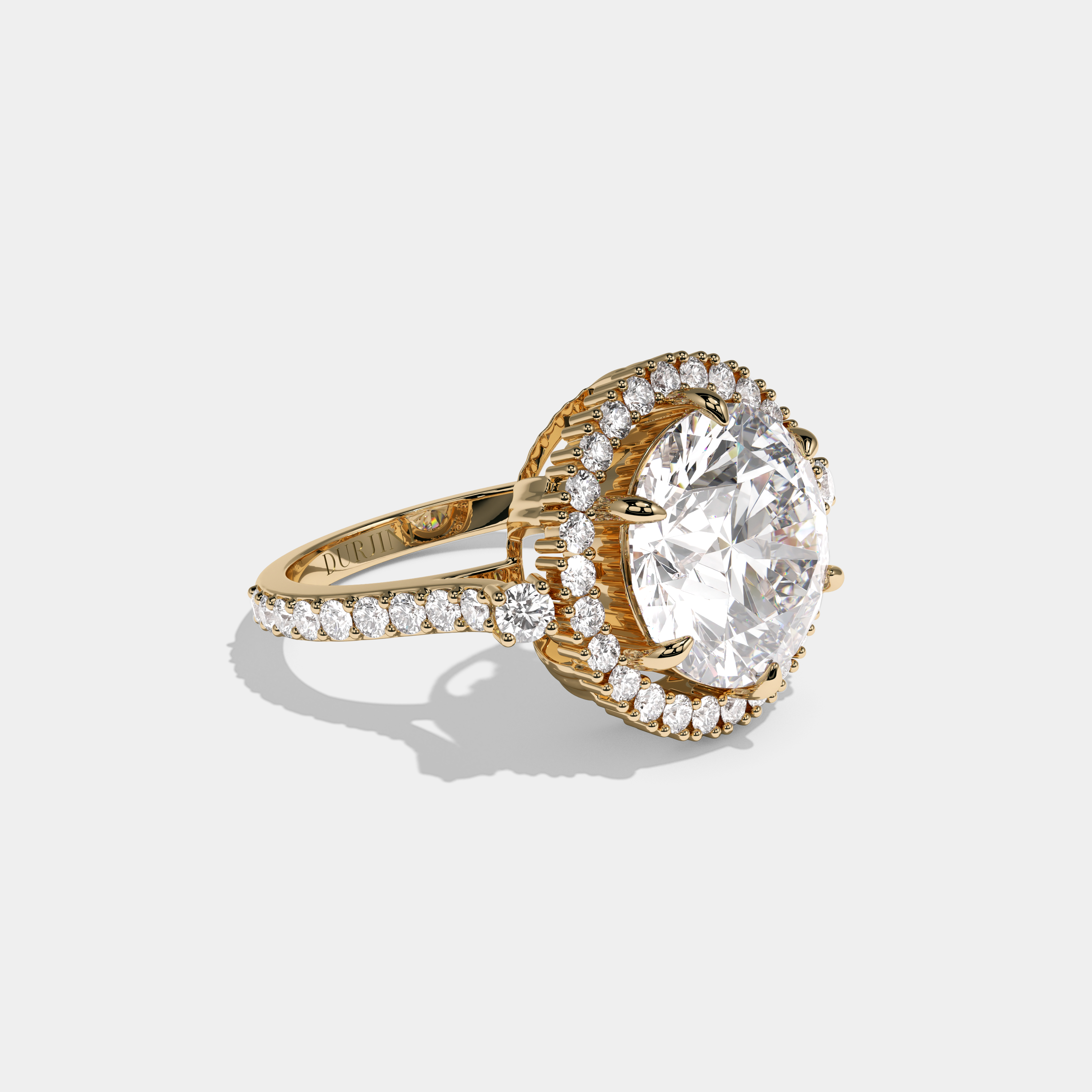 Isabelle Round Brilliant Cut Diamond Halo Engagement Ring 9ct 18K Yellow Gold