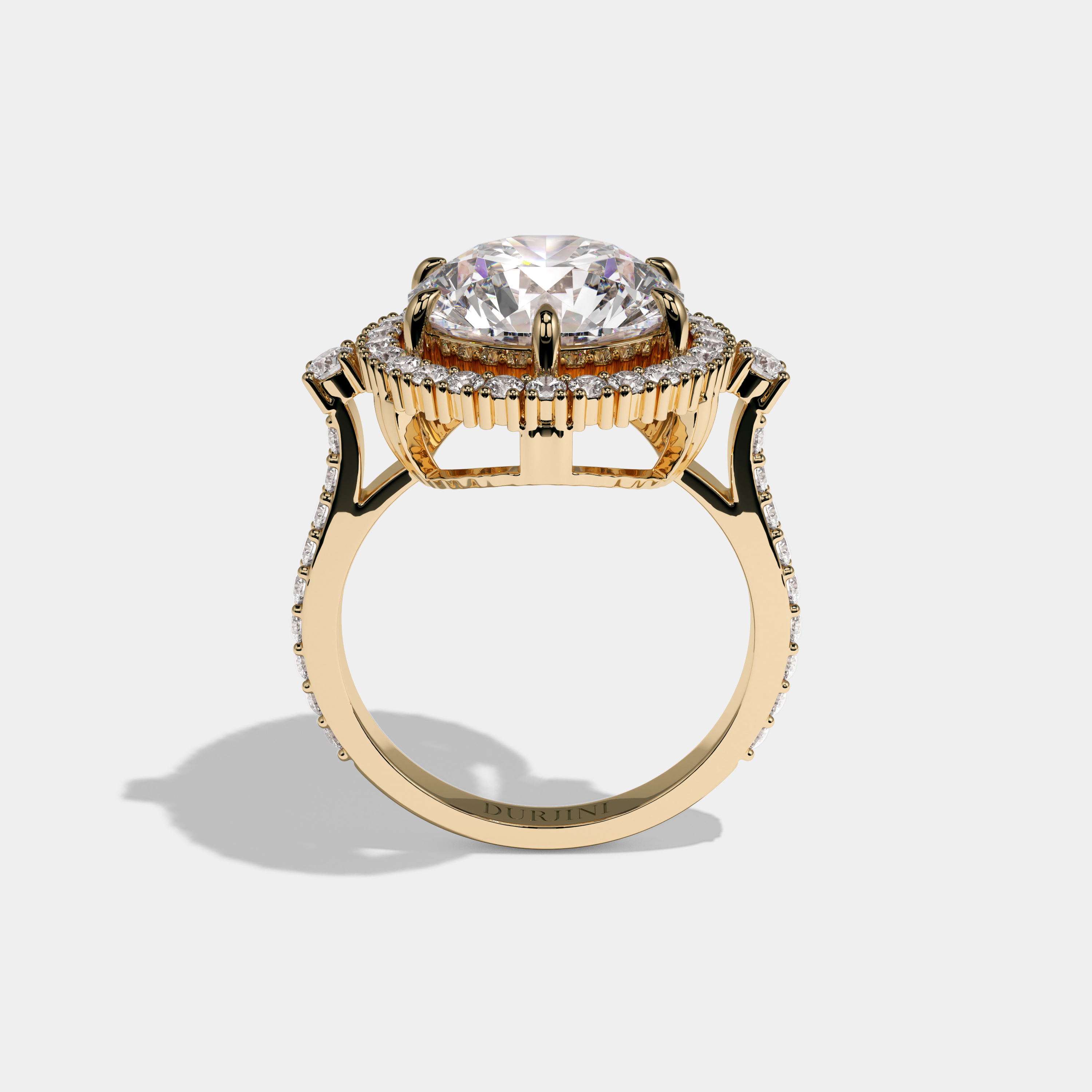 Isabelle Round Brilliant Cut Diamond Halo Engagement Ring 9ct 18K Yellow Gold