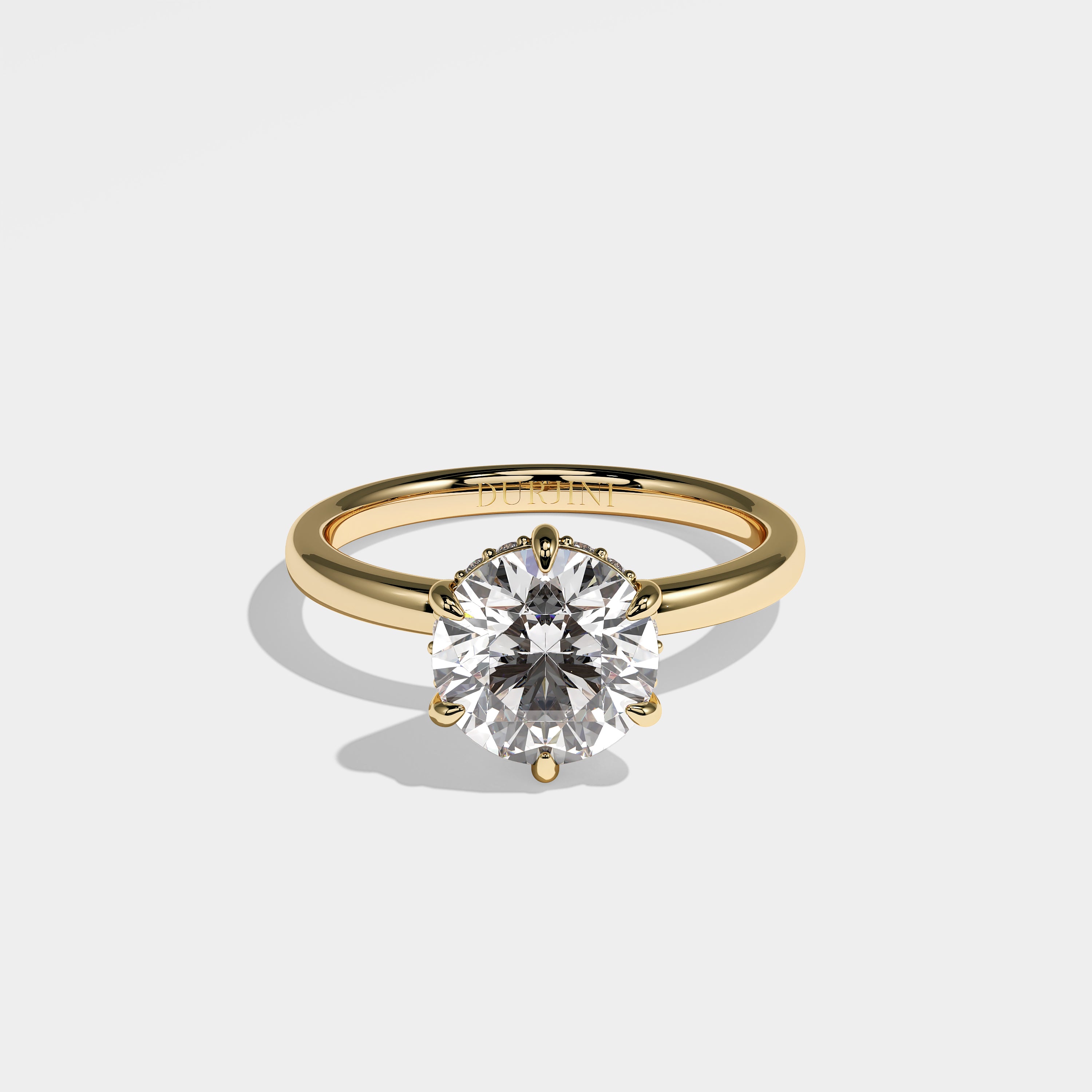Green Diamond Round Brilliant Engagement Ring 18K Yellow Gold 3.00ct