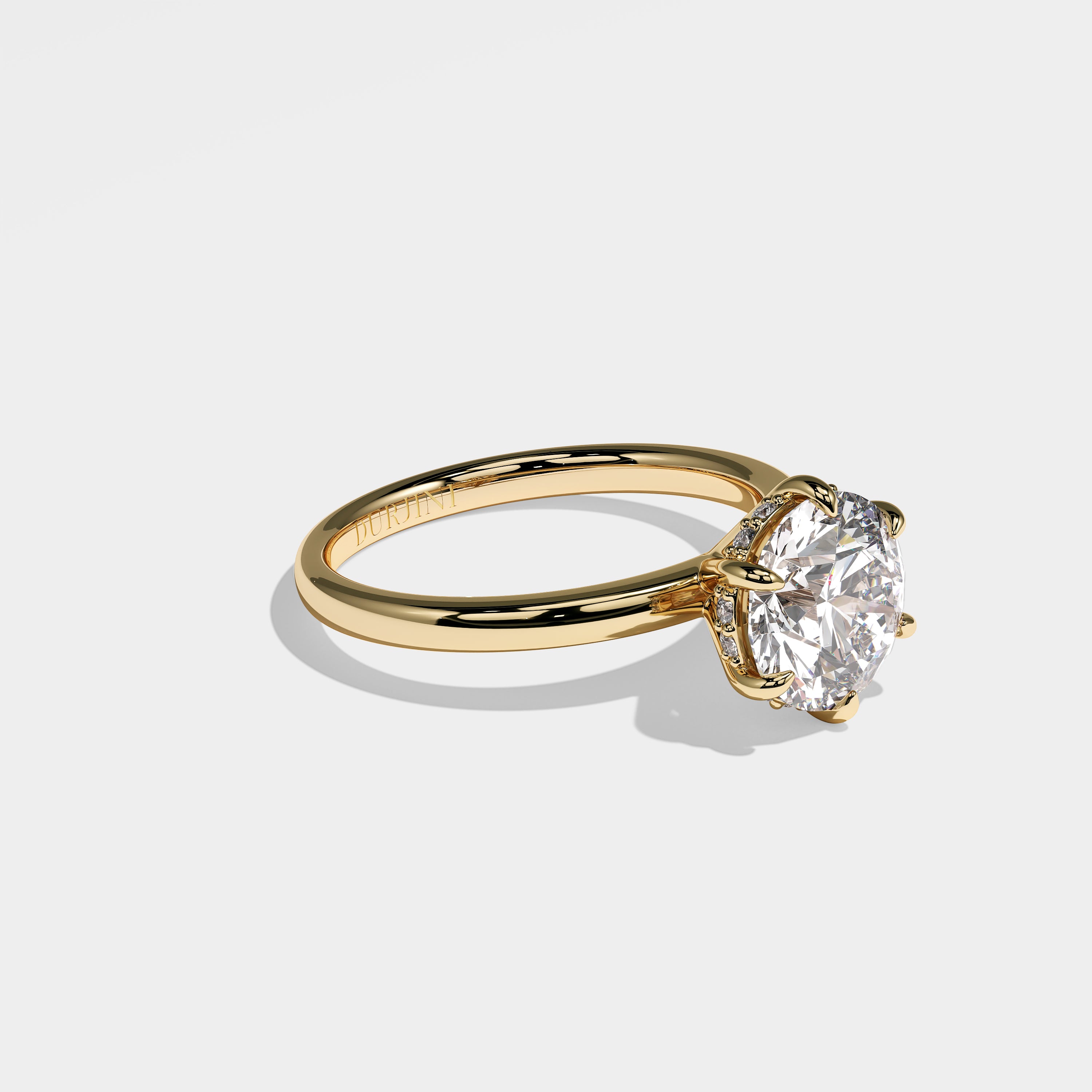 Green Diamond Round Brilliant Engagement Ring 18K Yellow Gold 3.00ct