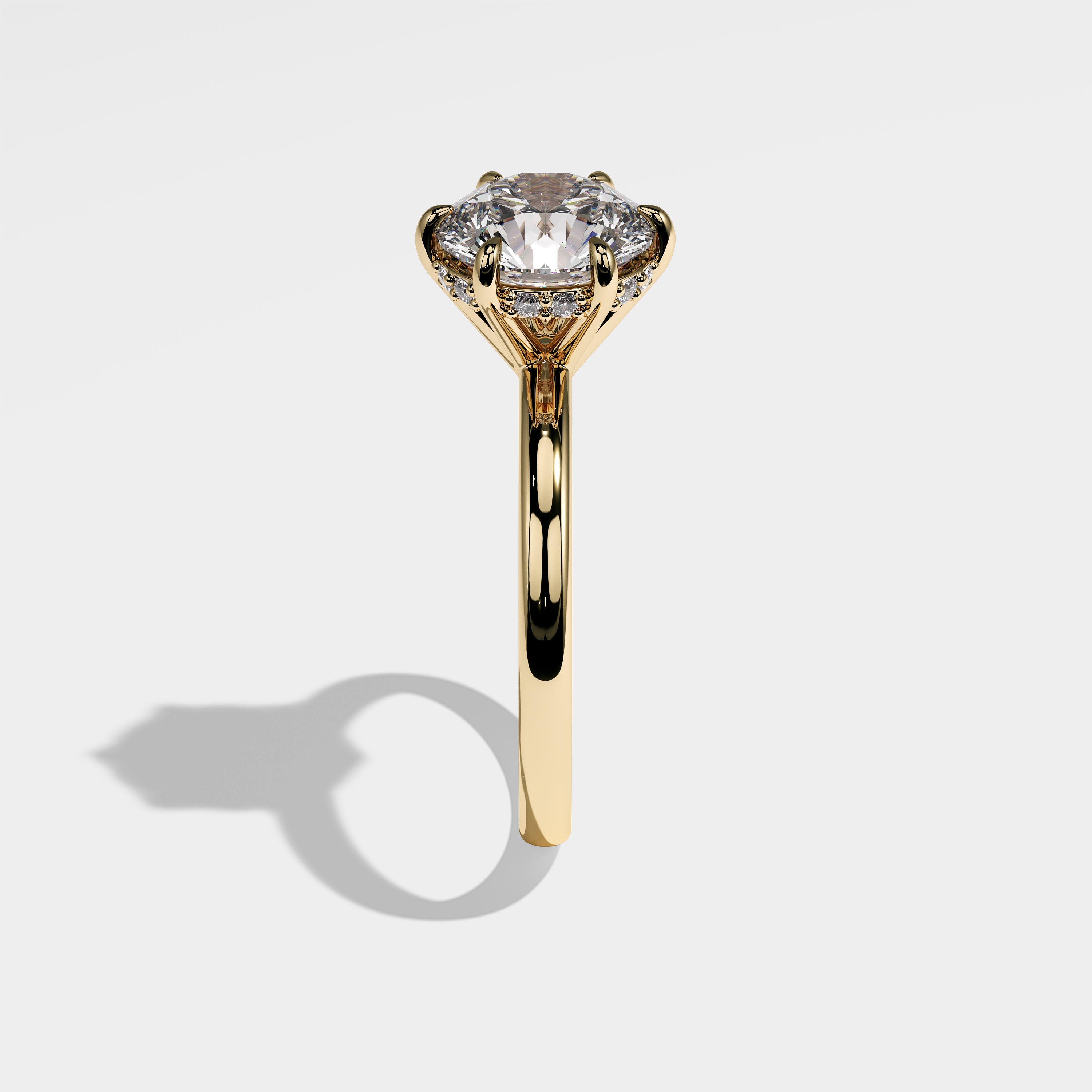 Green Diamond Round Brilliant Engagement Ring 18K Yellow Gold 3.00ct