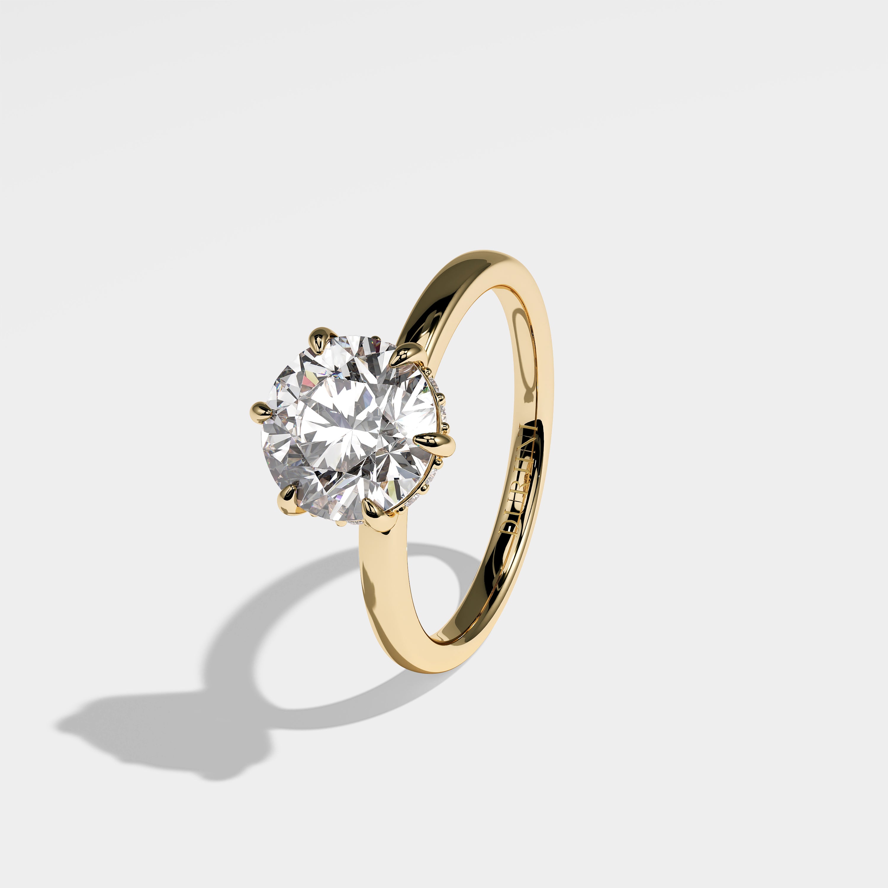 Green Diamond Round Brilliant Engagement Ring 18K Yellow Gold 3.00ct