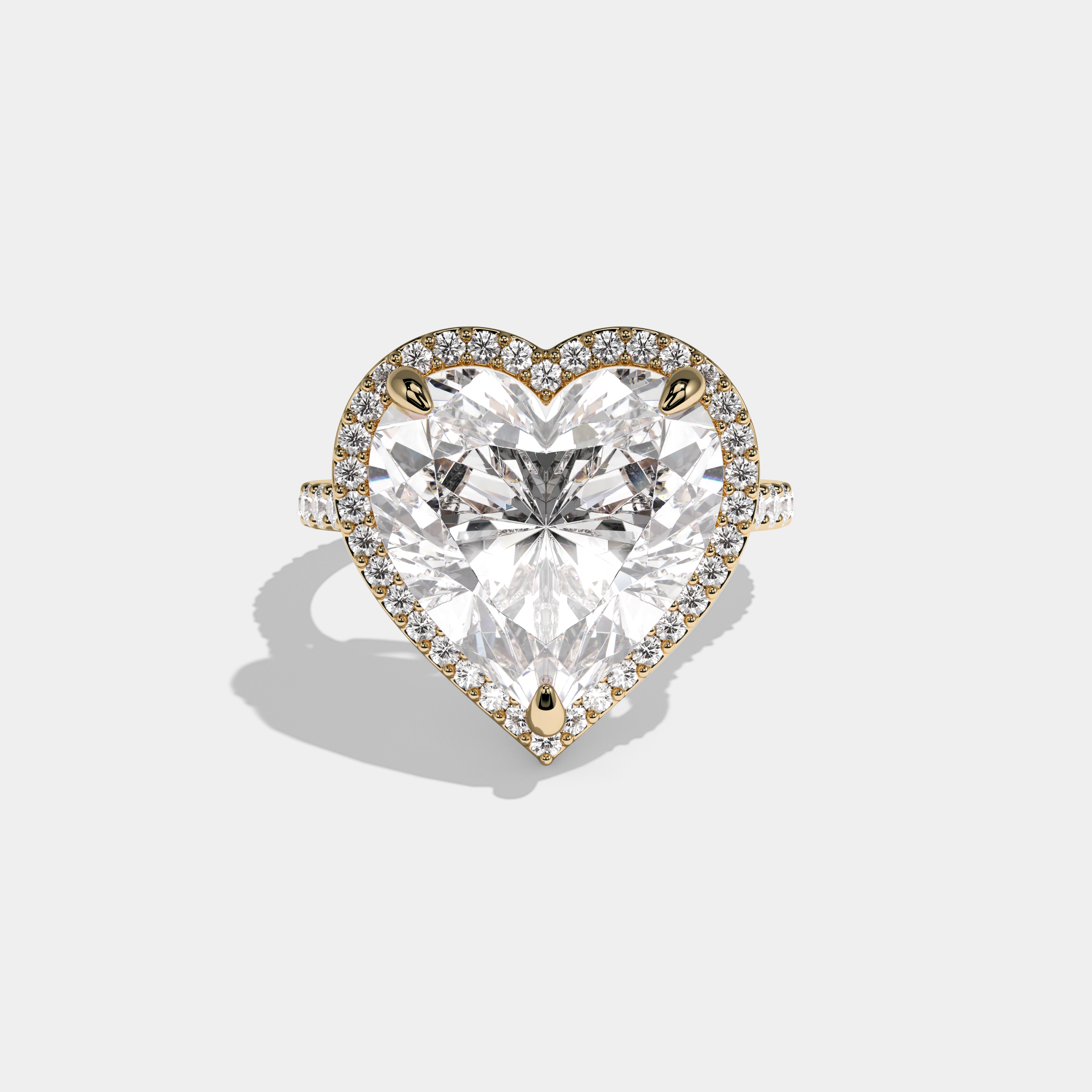 Diana Heart Cut Diamond Halo With Diamond Band Engagement Ring 10ct 18k Yellow Gold