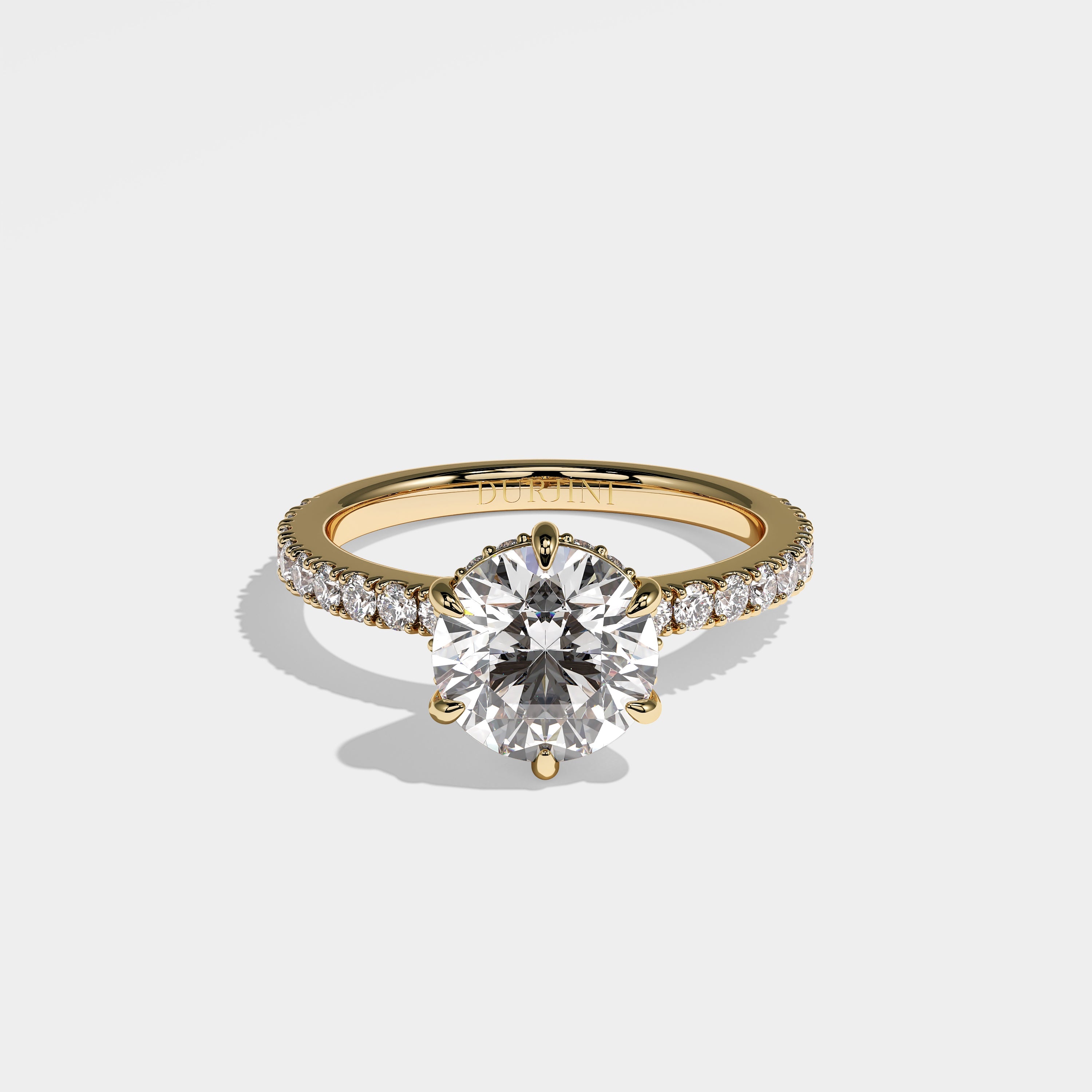 Starlight Diamond Round Brilliant Halo Engagement Ring 18K Yellow Gold 3.30ct