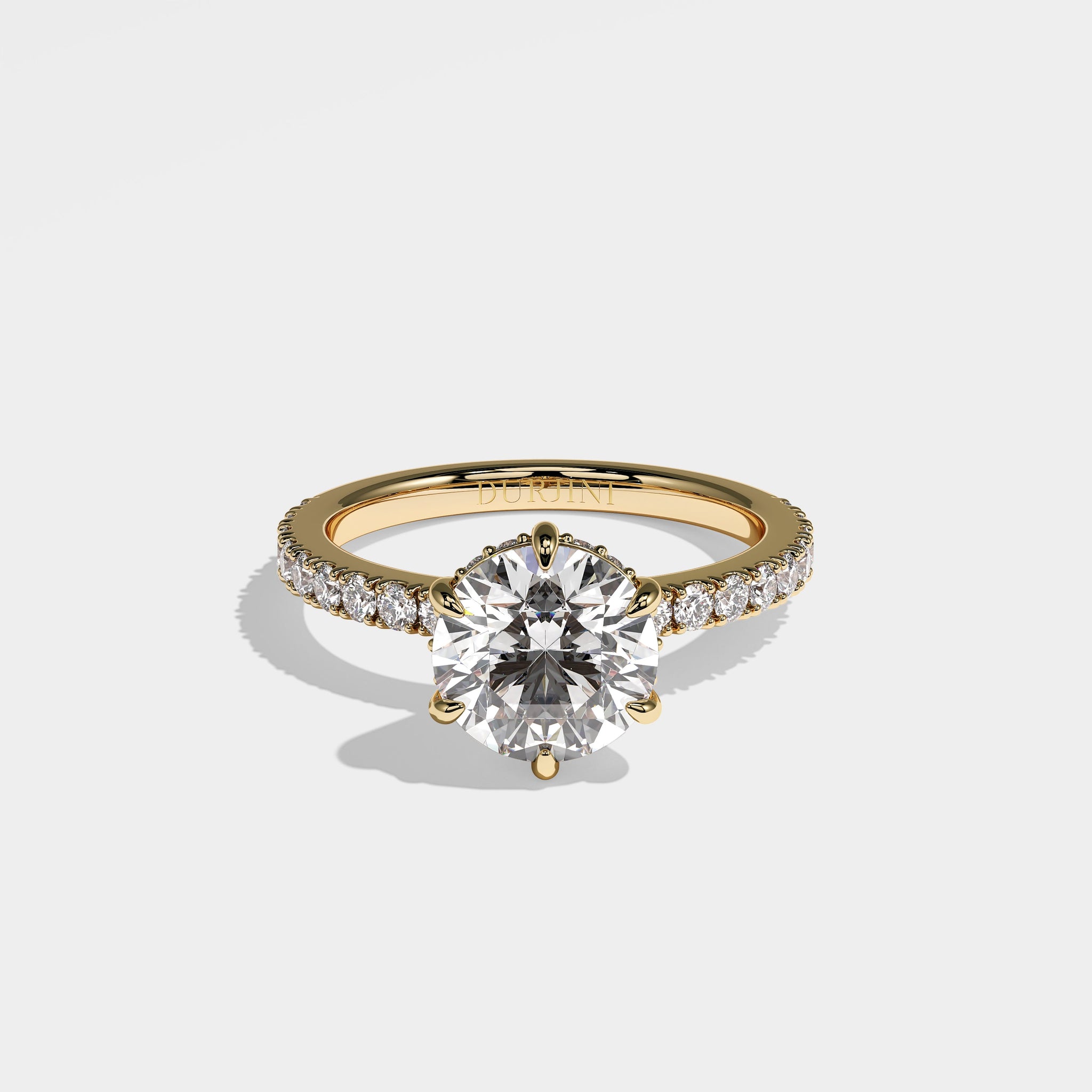 Starlight Diamond Round Brilliant Halo Engagement Ring 18K Yellow Gold
