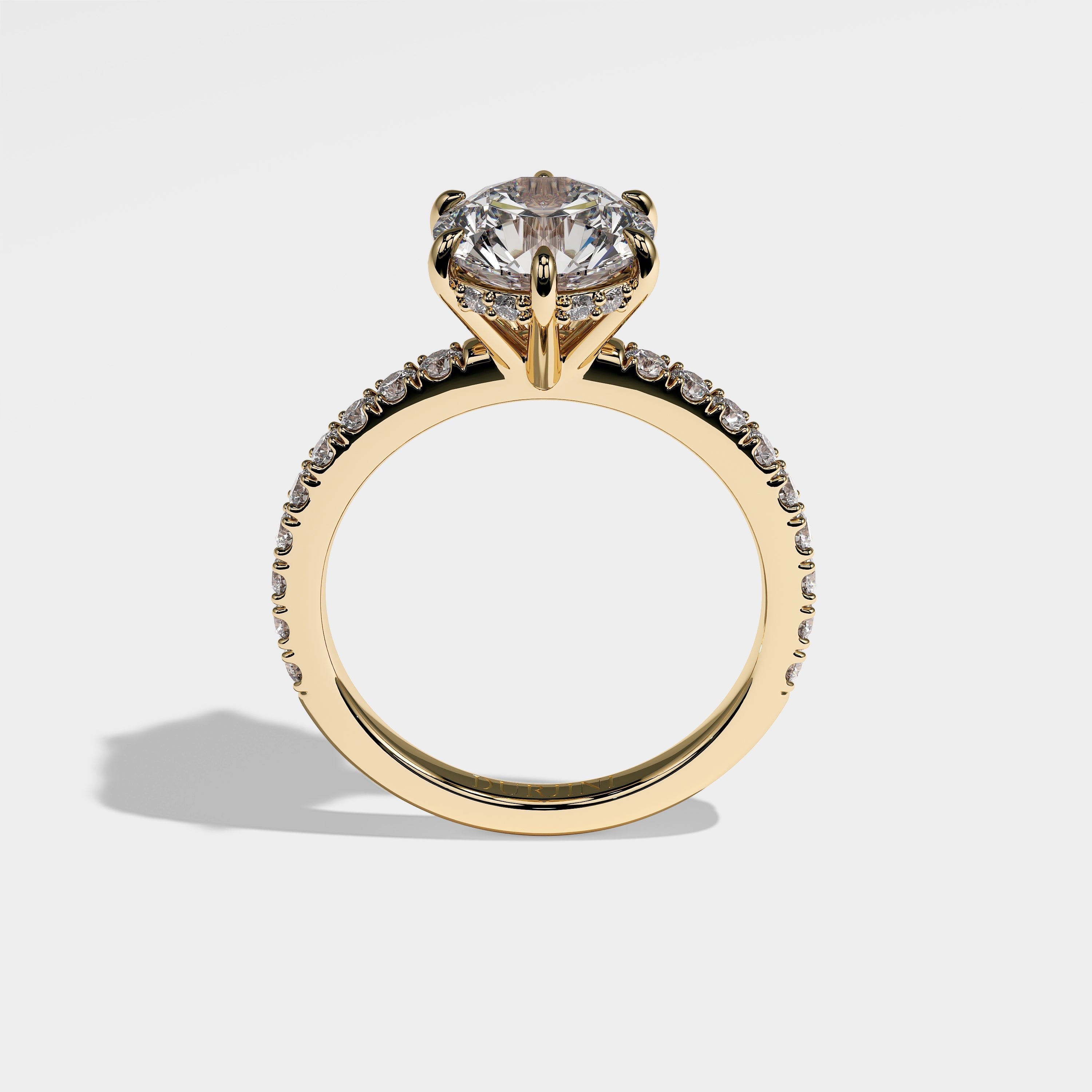 Starlight Diamond Round Brilliant Halo Engagement Ring 18K Yellow Gold 3.30ct