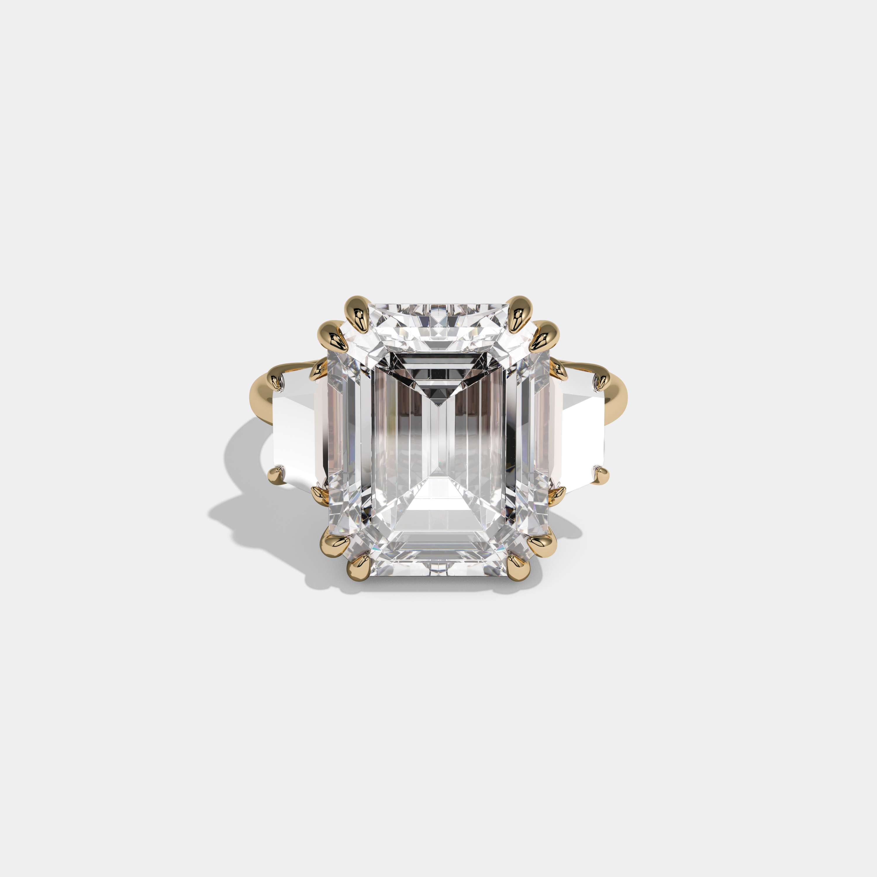 Alexandra Emerald Cut Diamond Plain Band With Step Cut Sides Engagement Ring 10ct 18k Yellow Gold