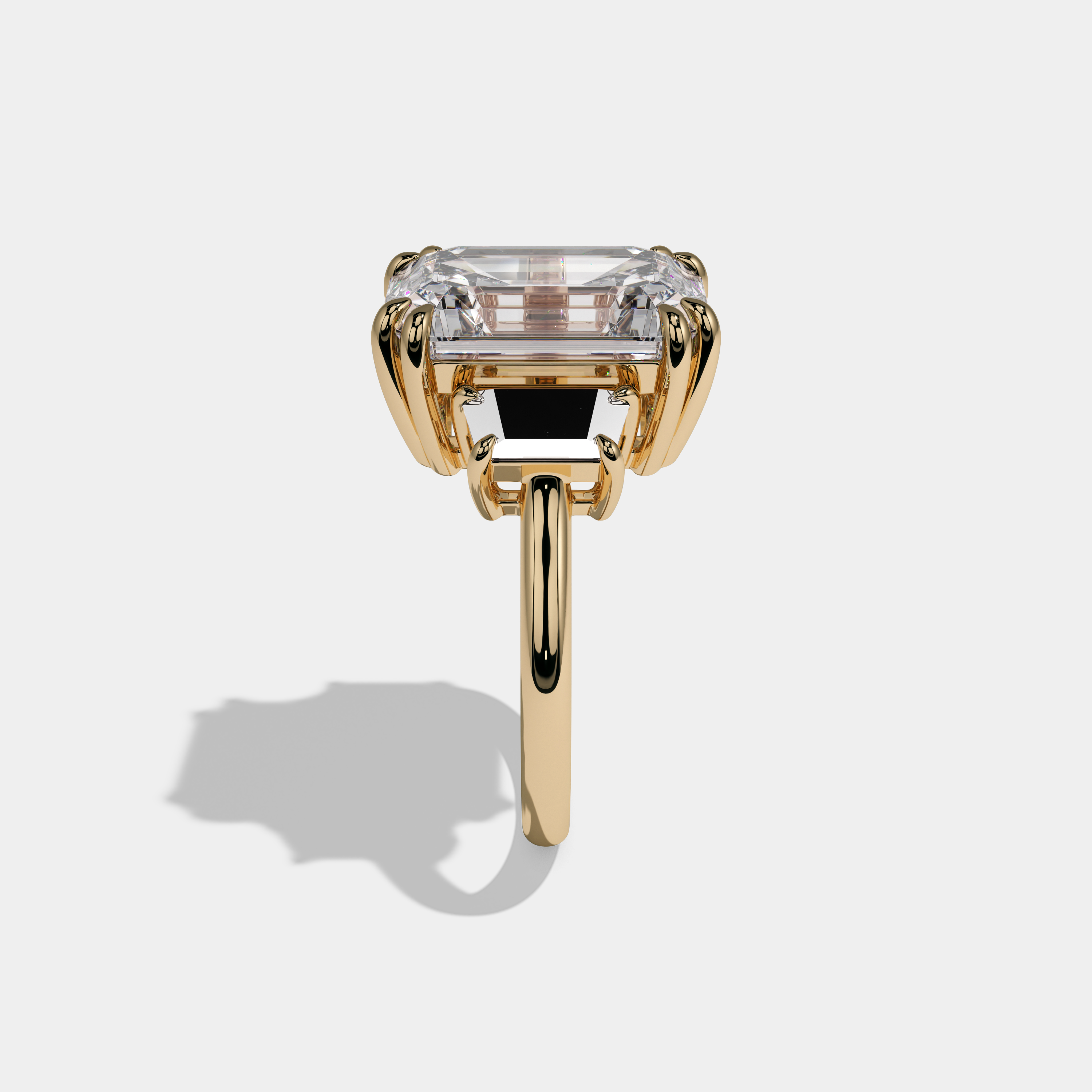 Alexandra Emerald Cut Diamond Plain Band With Step Cut Sides Engagement Ring 10ct 18k Yellow Gold