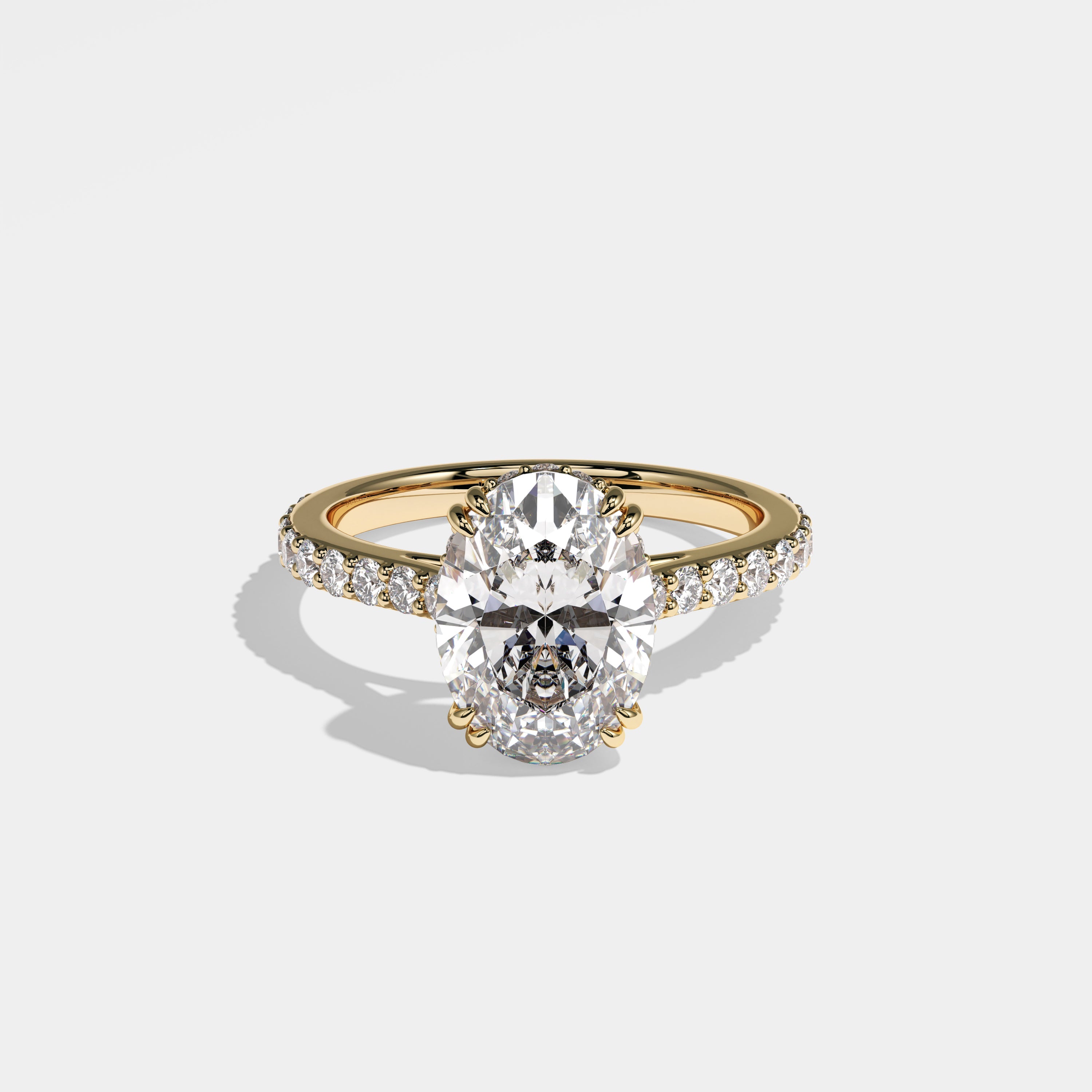 Midnight Diamond Oval Halo Engagement Ring 18K Yellow Gold 4.30ct