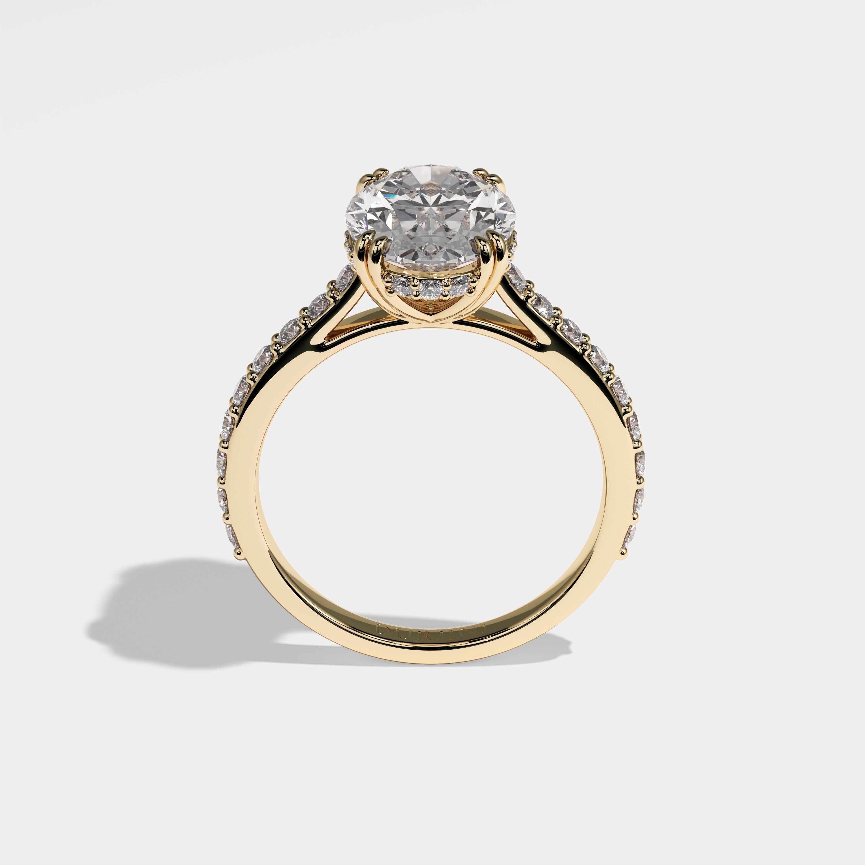 Midnight Diamond Oval Halo Engagement Ring 18K Yellow Gold 4.30ct