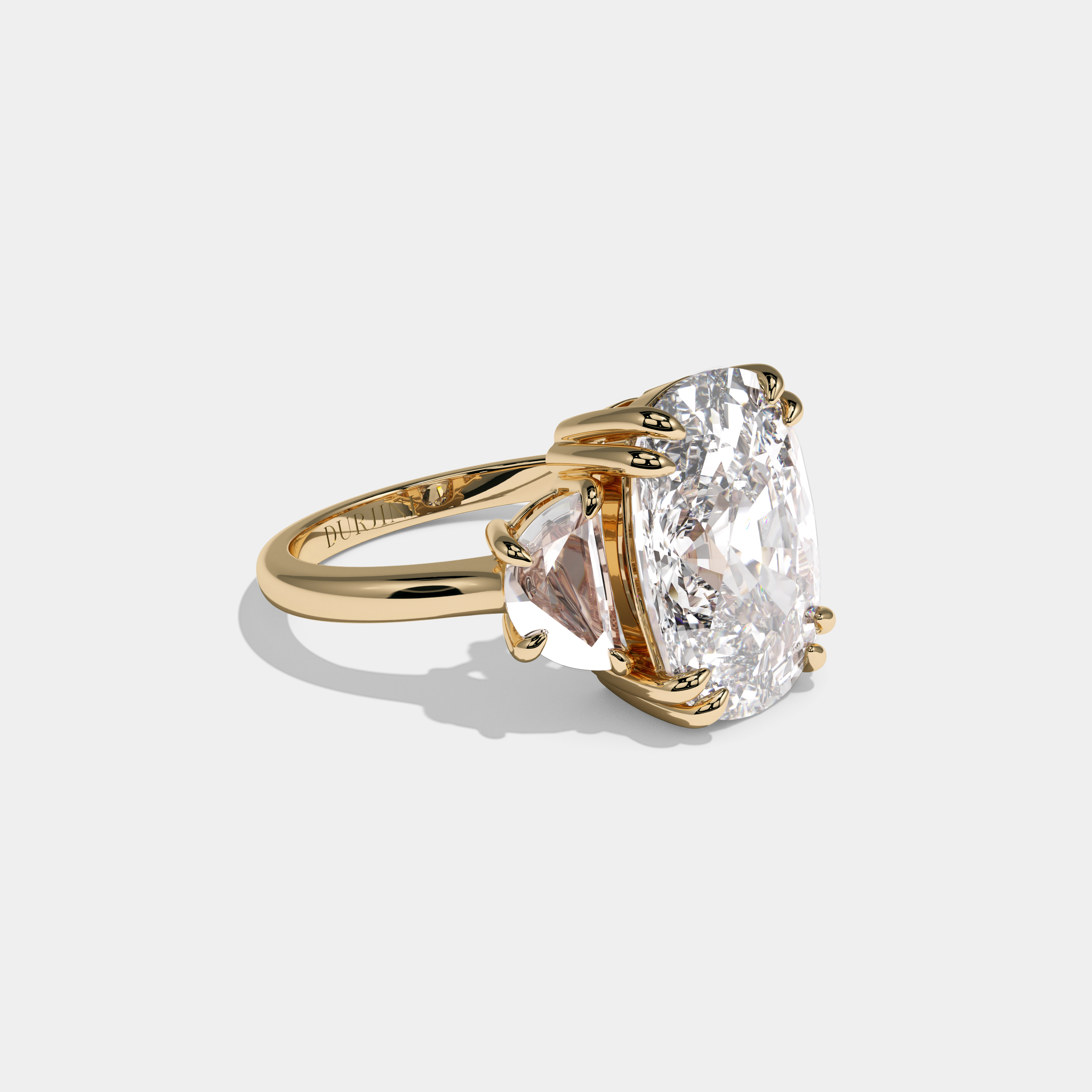 Florence Cushion Cut Diamond Halo Plain Band With Half Moon Side Engagement Ring 10ct 18k
