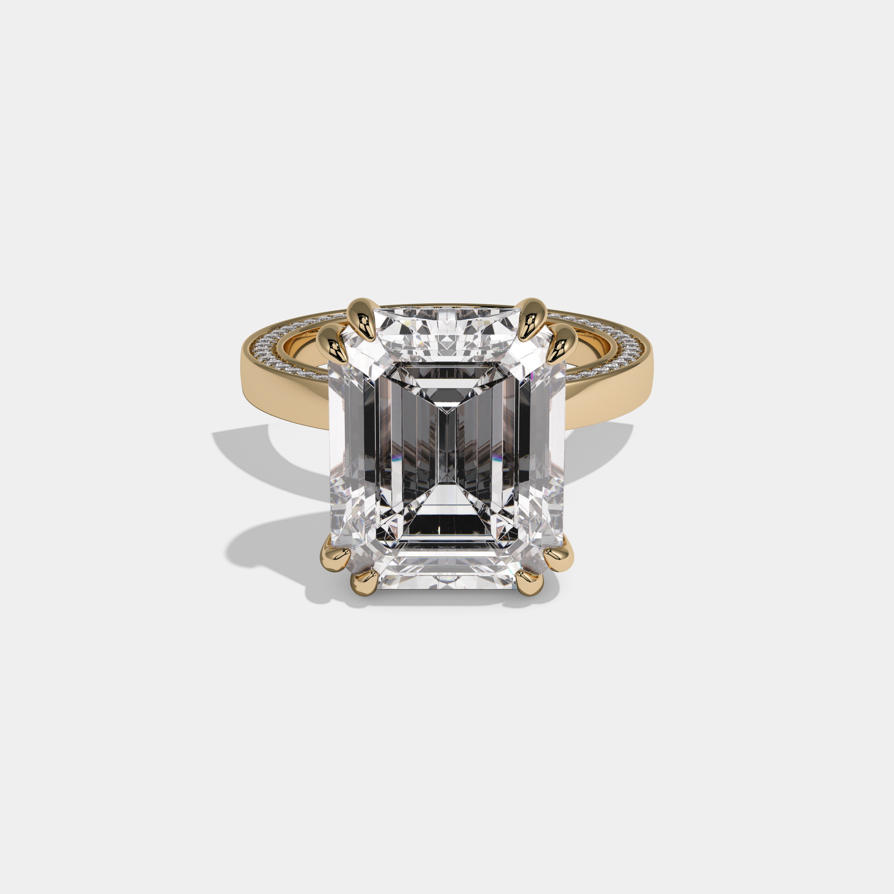 Beatrice Emerald Cut Diamond Hidden Band Engagement Ring 10ct 18k Yellow Gold