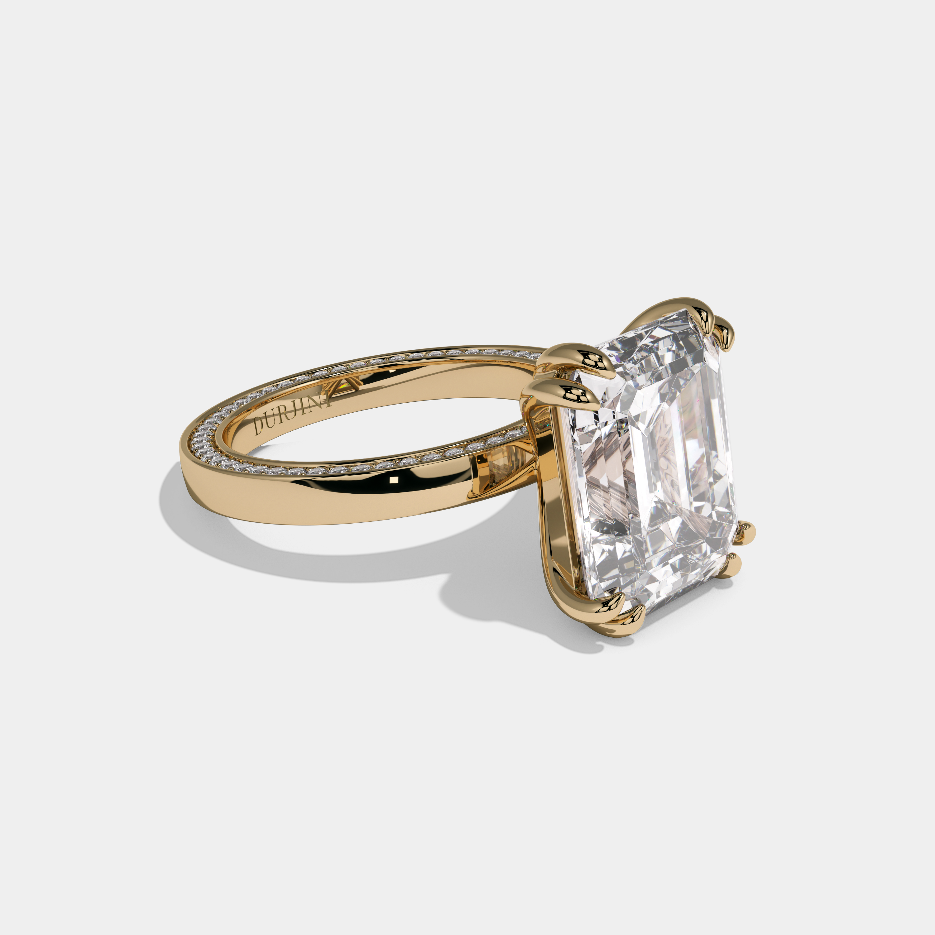 Beatrice Emerald Cut Diamond Hidden Band Engagement Ring 10ct 18k Yellow Gold